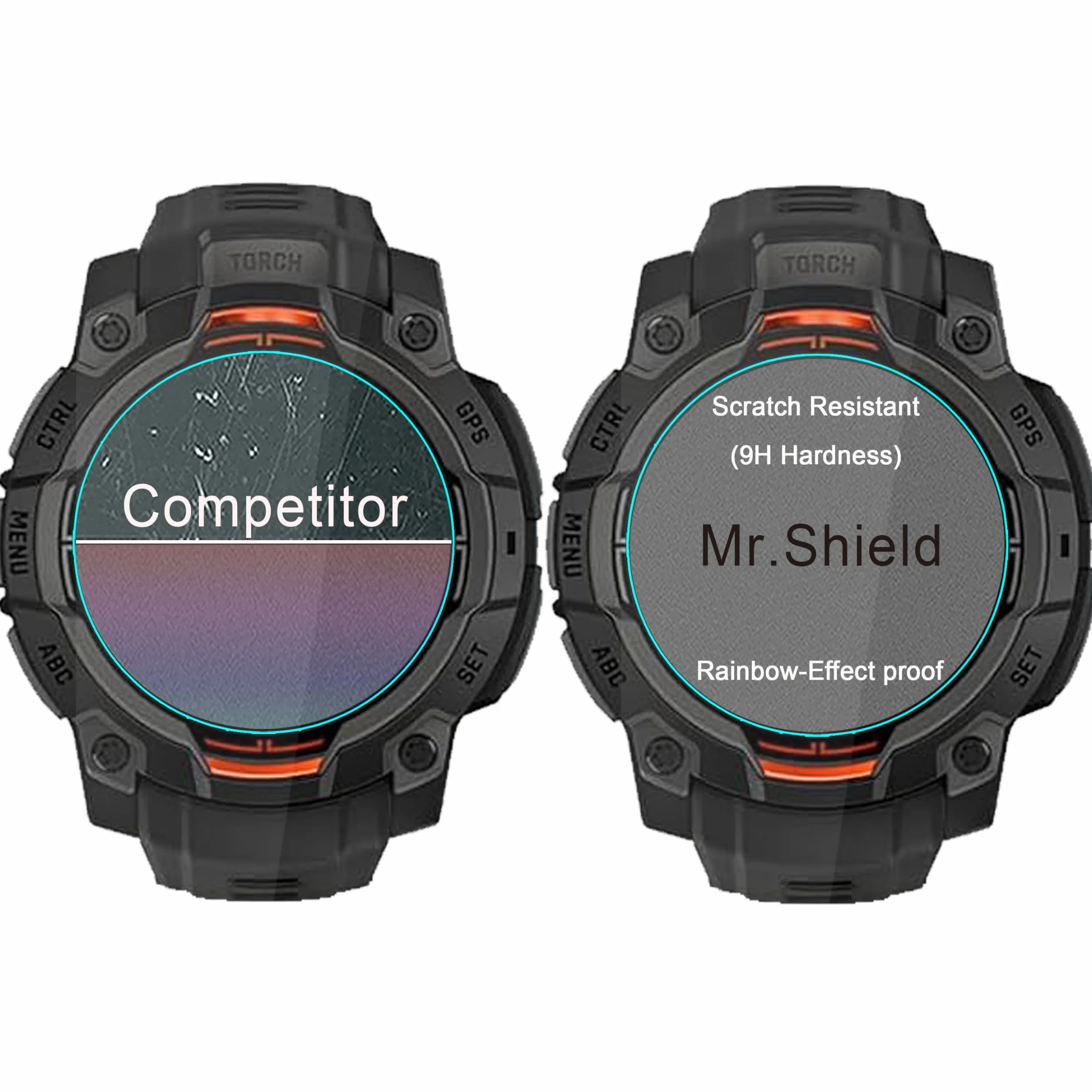 Mr.Shield Ochraniacz Ekranu do Garmin Instinct 3 45mm (AMOLED/Solar) [3 Sztuki] Film Szkło Hartowane 9H, Odporny na Zarysowania, HD Przejaśniać