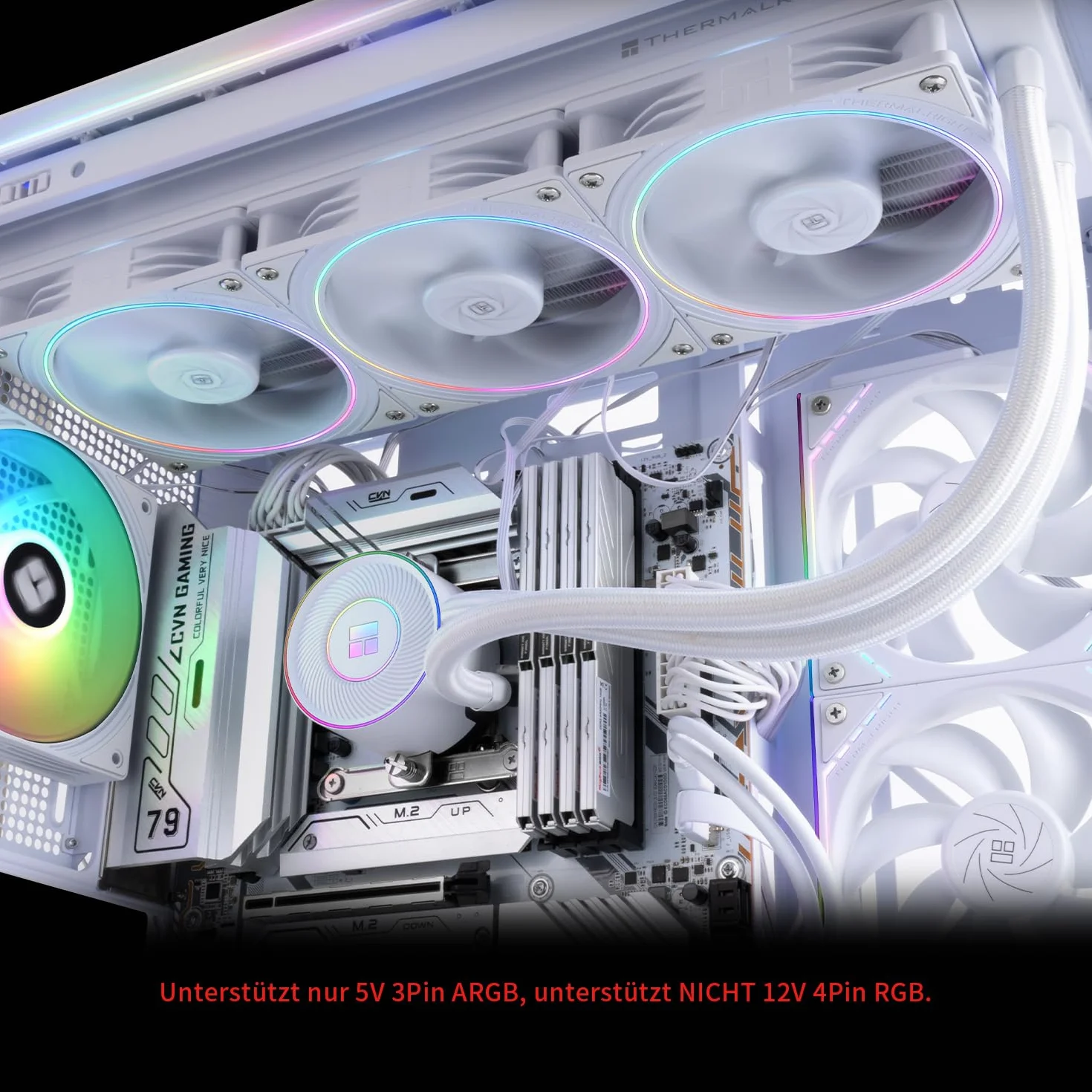TR Aqua Elite 360 V5 ARGB White płynna chłodnica procesora - 360 mm AIO, 3 wentylatory PWM - efekt oświetlenia ARGB z cienkim pierścieniem, do AM4/AM5, Intel LGA1851/1700/115x, biała chłodnica wodna