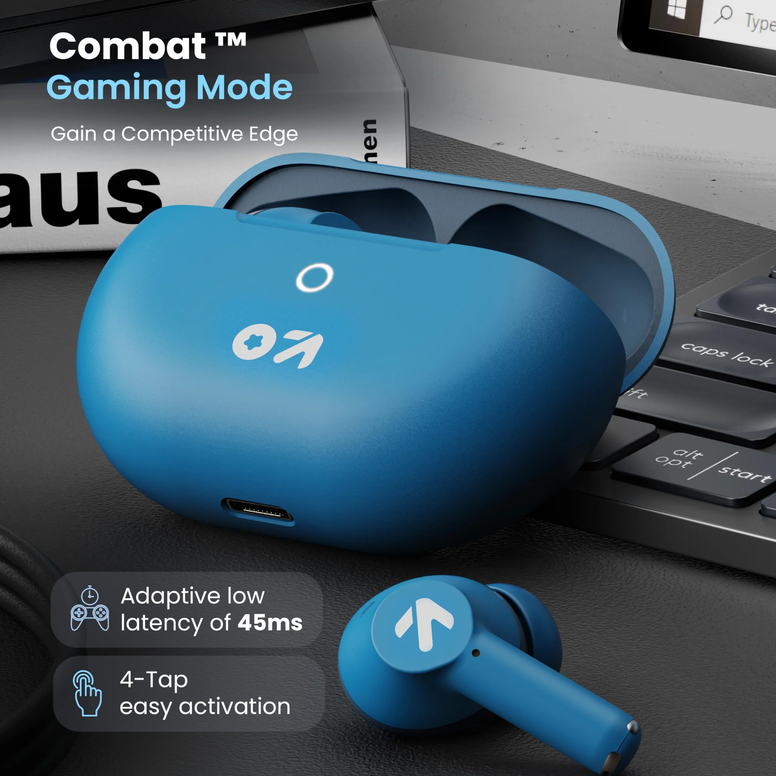 Boult Dźwięk [Just Launched] K40 prawdziwie bezprzewodowe słuchawki douszne z czasem odtwarzania 48H, Quad Mic ENC, 45 ms niskie opóźnienie, wyprodukowane w Indiach, sterowniki basowe 13 mm, słuchawki