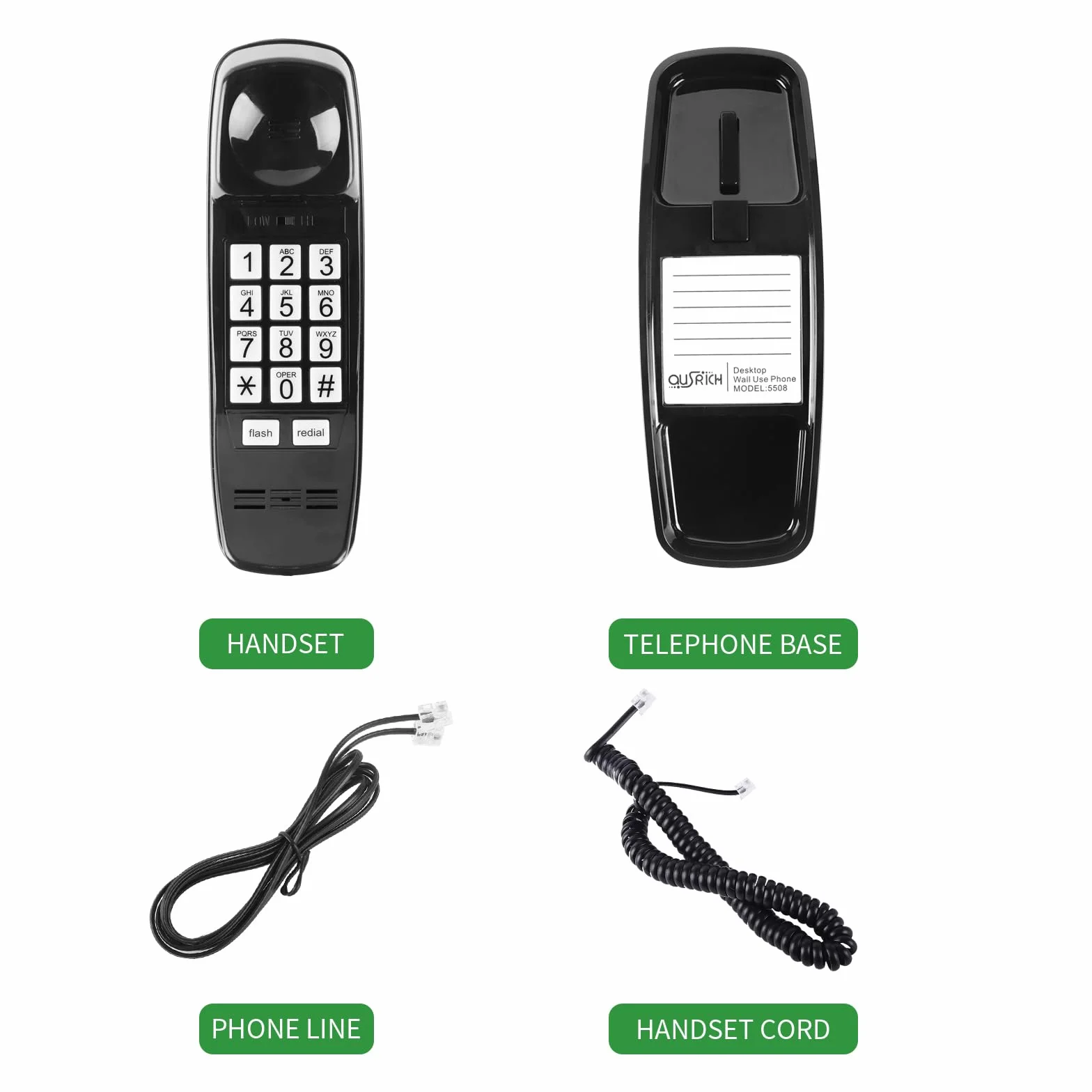 Telefony stacjonarne do domu, nie wymaga zasilania sieciowego, po prostu obsługiwany telefon w stylu retro z głośnym dzwonkiem 110 dB i dzwonkiem wizualnym, podświetlane telefony stacjonarne z dużymi