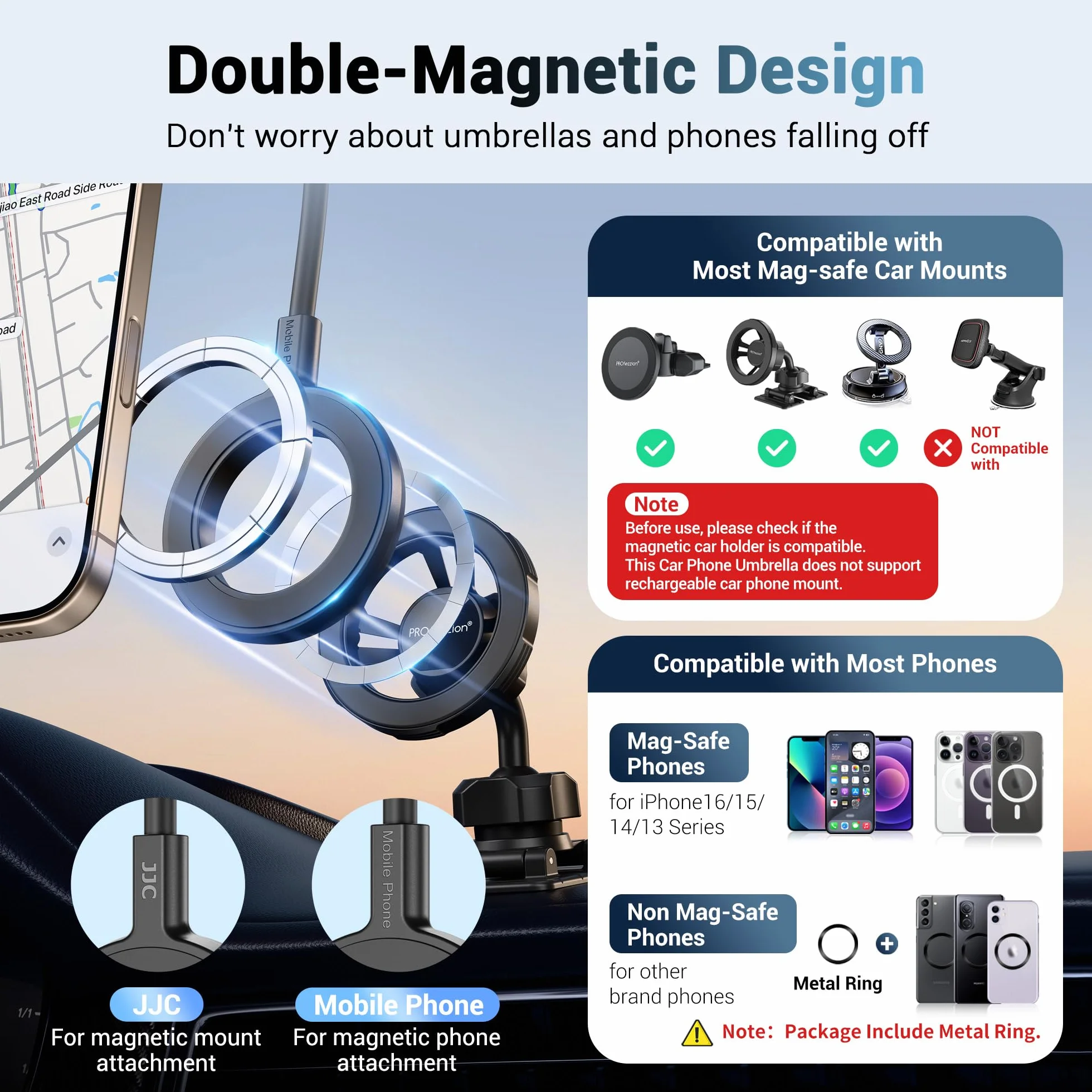 Magnetyczny parasol na telefon UPF45+ osłona przeciwsłoneczna 360° Magsafe
