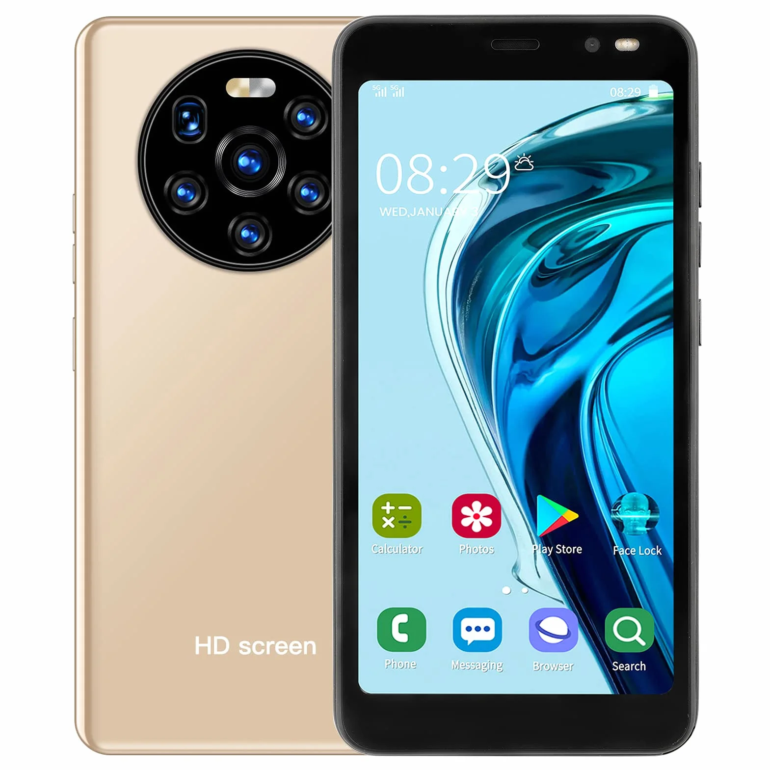 Telefon Komórkowy, Trwały Telefon Z Ekranem HD Mate40 Pro 5,45 Cala, Podwójna Karta, Podwójny Tryb Gotowości, 512 MB, 4 GB(Złoto)