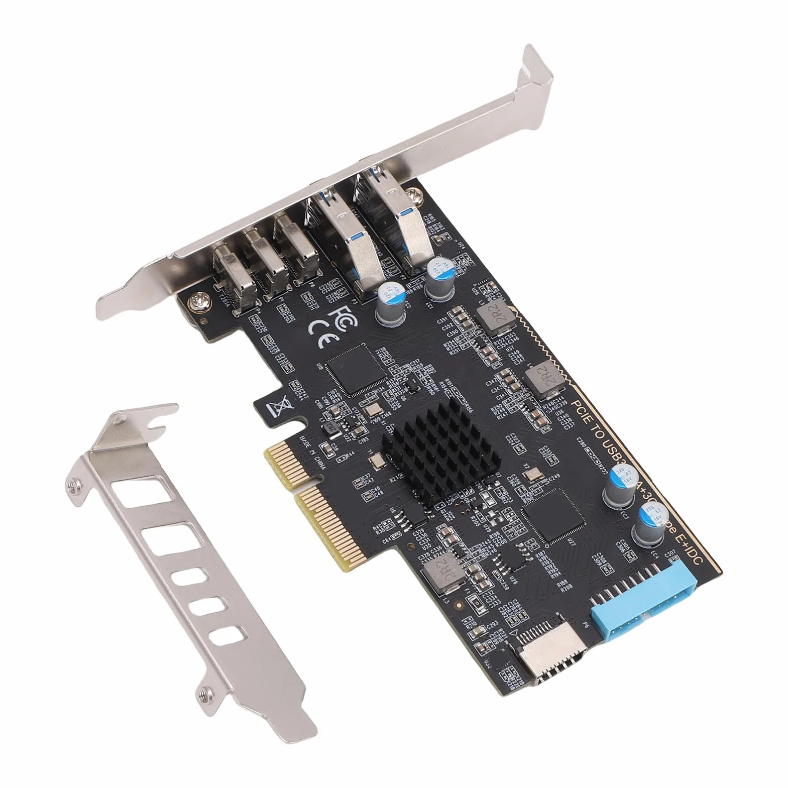 Ejoyous Karta PCIe na USB 3.2 Gen 2 PCB Karta USB C PCIe 10 Gb/s 5-portowa Rozbudowa z 3 Typami C i Typami A do Przechowywania Gier na Komputerze Stacjonarnym VR w Systemie OS X