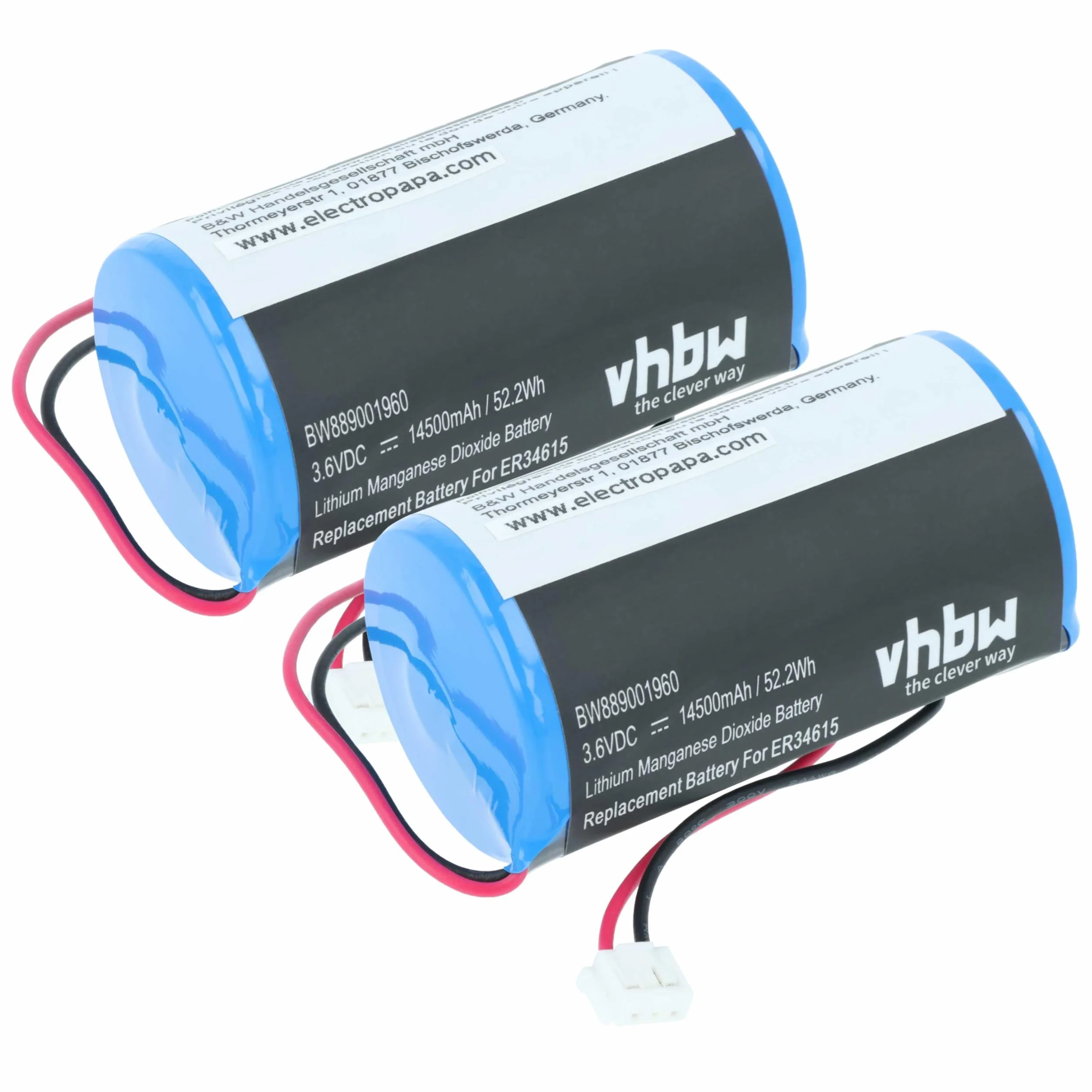 vhbw 2 x bateria kompatybilna z DSC WT4911B, WT4911, WT4911BM, jednostki alarmowe IMPASSA, Home Security, bezprzewodowa syrena zewnętrzna (14500 mAh, 3,6 V, Li-MnO2)