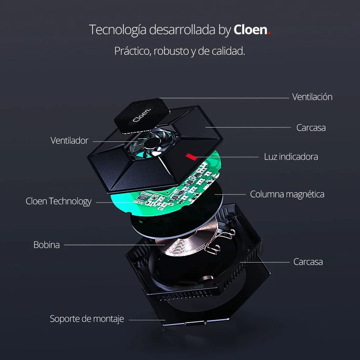 Bezprzewodowa ładowarka szybka Invisible, technologia Qi, Kompatybilny z iPhonem, Samsung Galaxy, Pixel, Xiaomi, Huawei, OPPO, Sony, LG, Nokia, TCL, Wbudowany pod stołem, do 33 mm, Cloen
