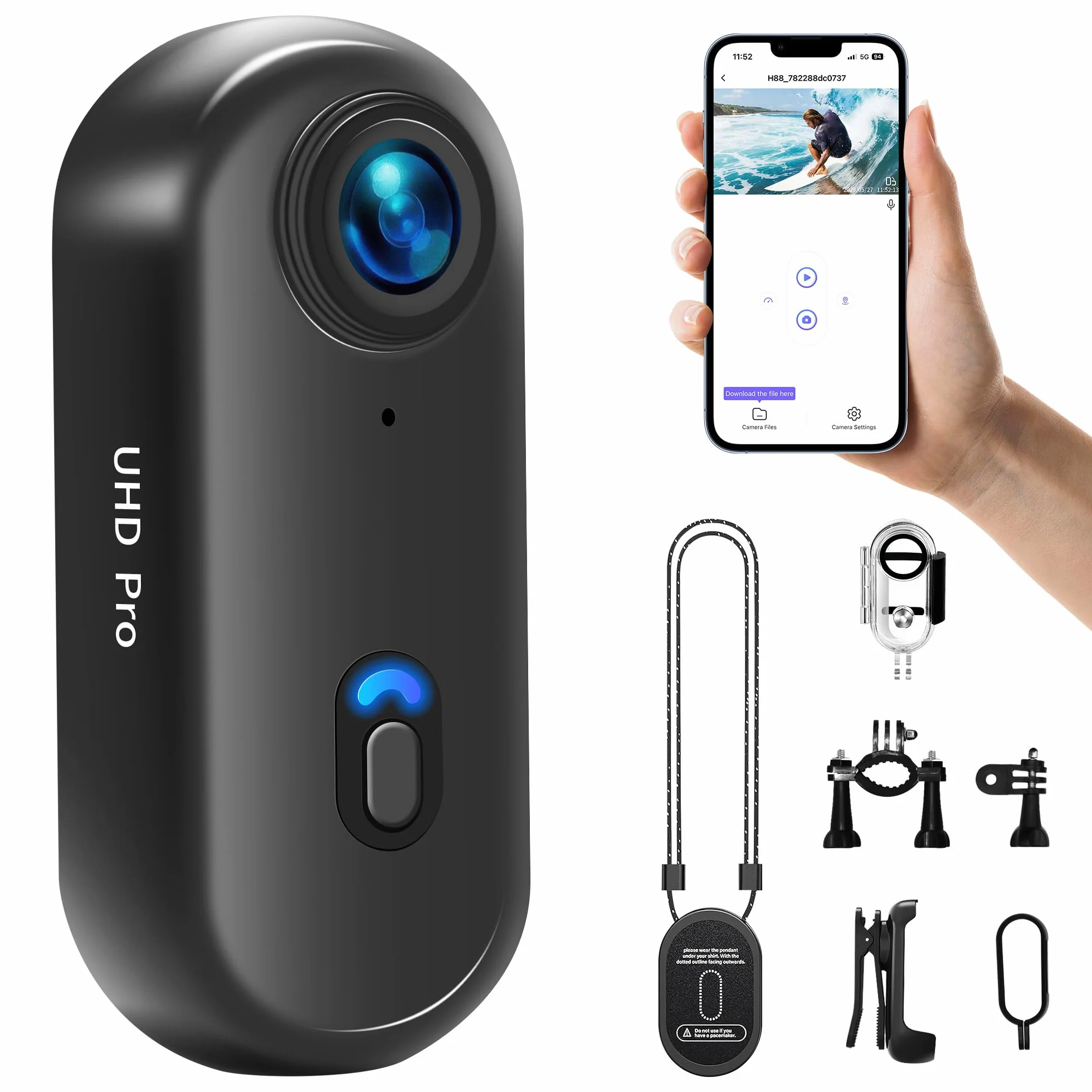 Action Cam 4K WiFi, minikamera do ciała i kasku, na motocykli, kamera sportowa wodoszczelna do 30 m, kamera dla zwierząt domowych, przenośna, bezprzewodowa