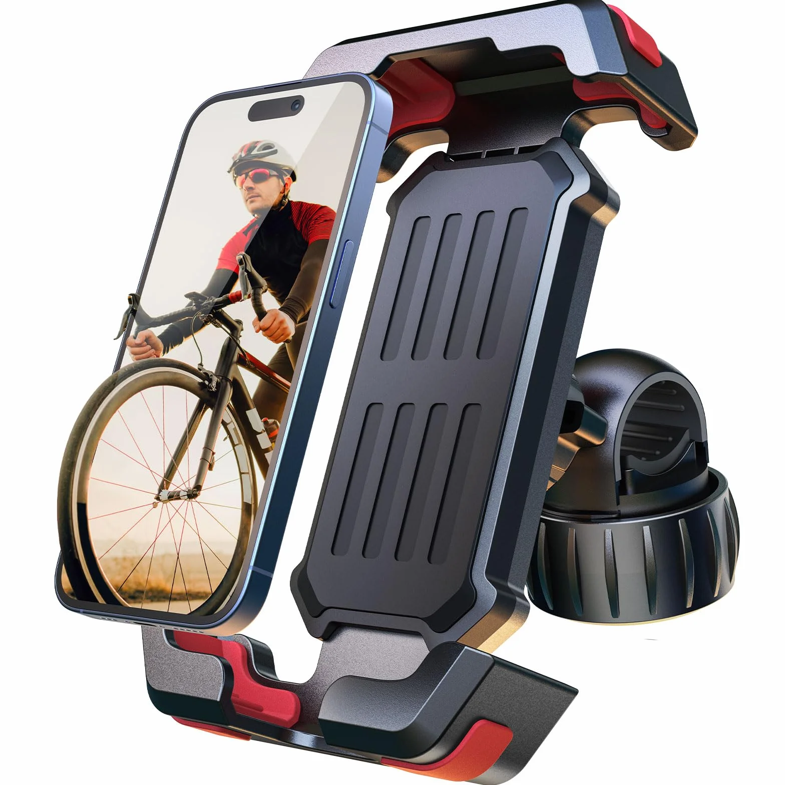 Pnitri Uchwyt na telefon komórkowy, uchwyt na telefon motocyklowy [szybka instalacja i blokada 1s] Uniwersalny uchwyt na telefon rowerowy do iPhone'a, Samsung, 4,5-7,2 cala