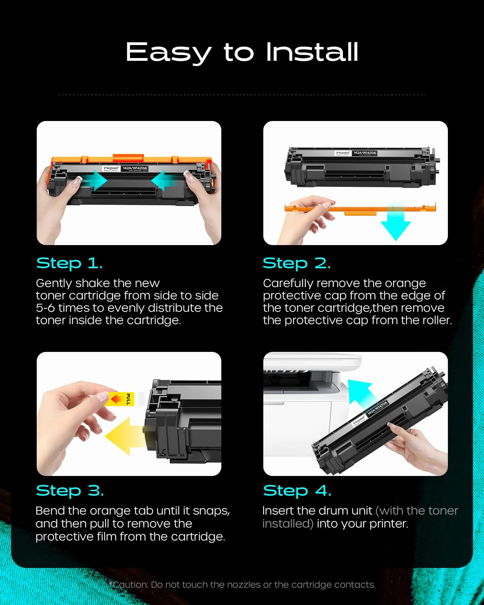 iNKPAD Toner 142A kompatybilny z HP 142A 142X, do HP LaserJet MFP M140w Toner M110w M110 MFP M140 MFP M139w M139 W1420A W1420X (z chipem, 2 czarne)
