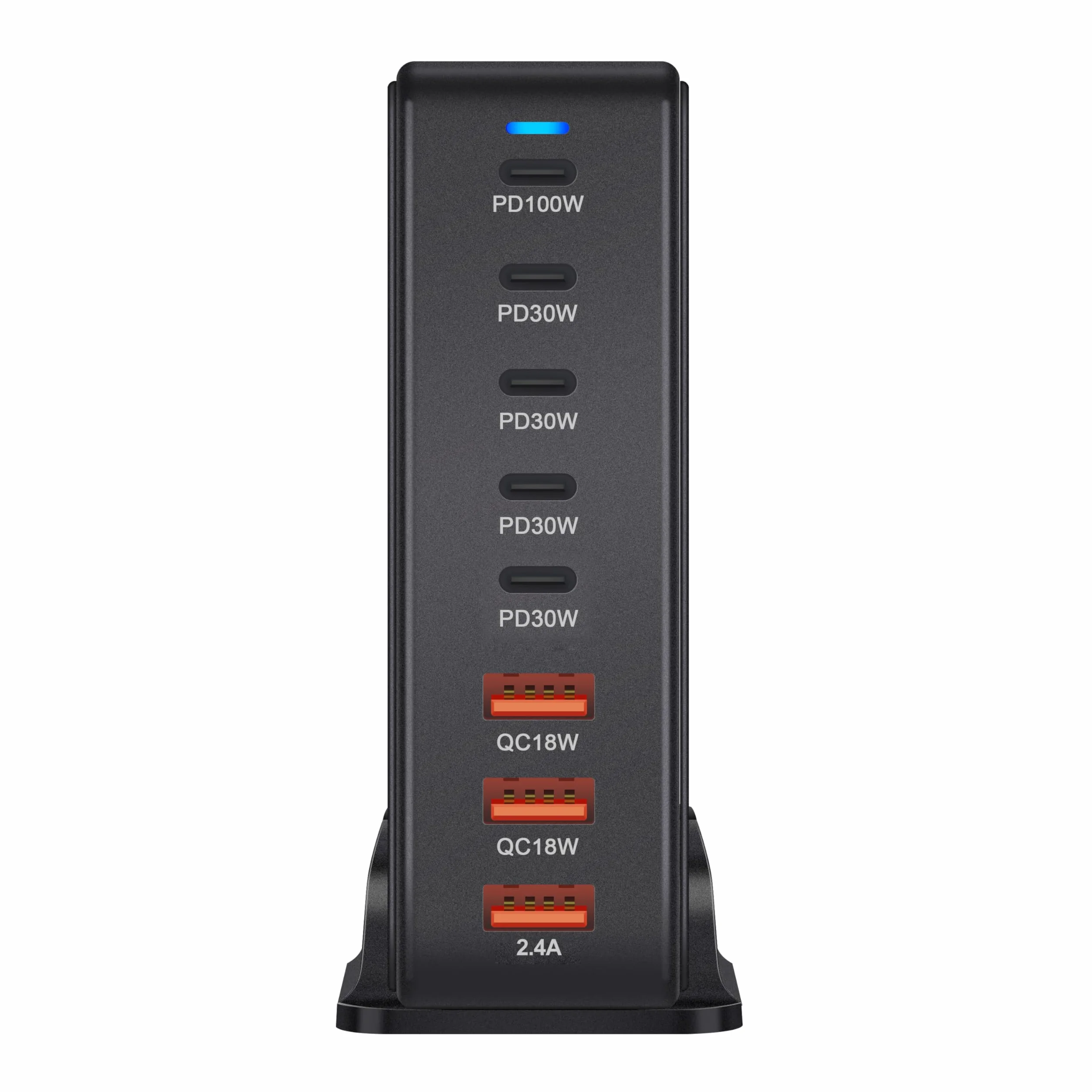 Ładowarka sieciowa 268 W 8 portów USB do komputera stacjonarnego 5 USB-C 100 W i 30 W i 3 USB-A 18 W i 12 W Technologia GAN3 Szybkie ładowanie