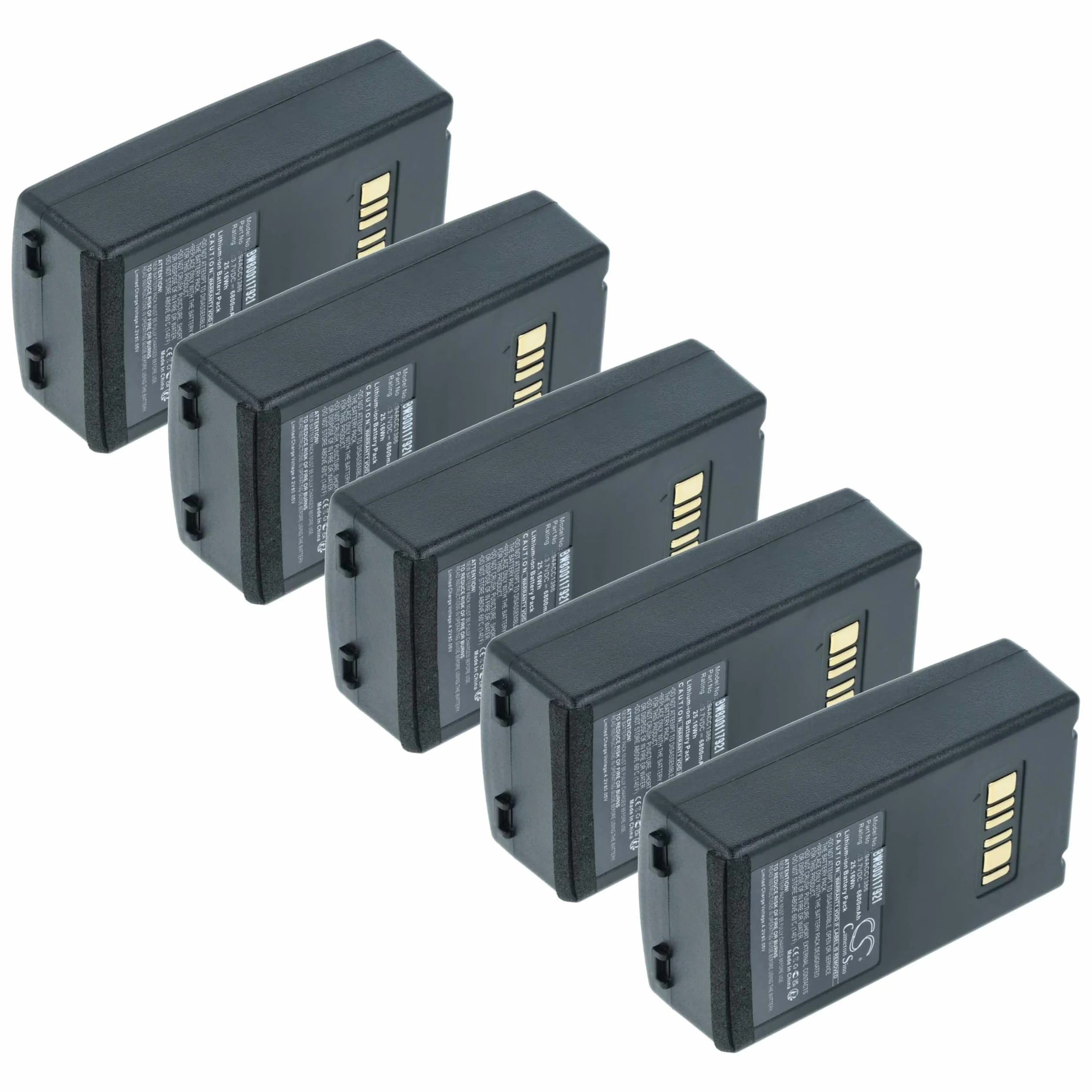 vhbw 5 x akumulator kompatybilny z Datalogic Falcon X3, Falcon X4, Falcon X3 Plus skaner kodów kreskowych POS (6800 mAh, 3,7 V, litowo-jonowy)
