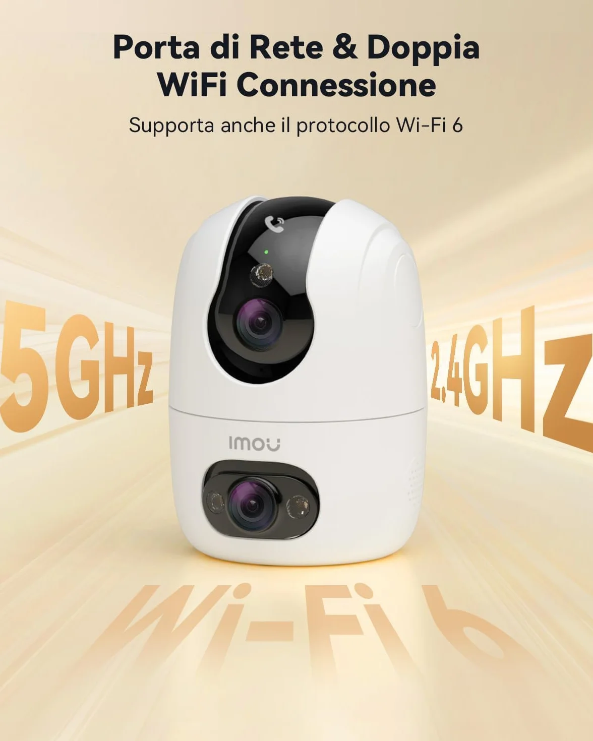 A1 Dual 6 MP 3K (3 MP + 3 MP) WiFi 6 - podwójny obiektyw, kamera monitorująca 360°PTZ z jednym dotknięciem, wykrywanie człowieka/zwierzęta, kolorowe widzenie nocne - IPC-S20EP-6M0S-EU