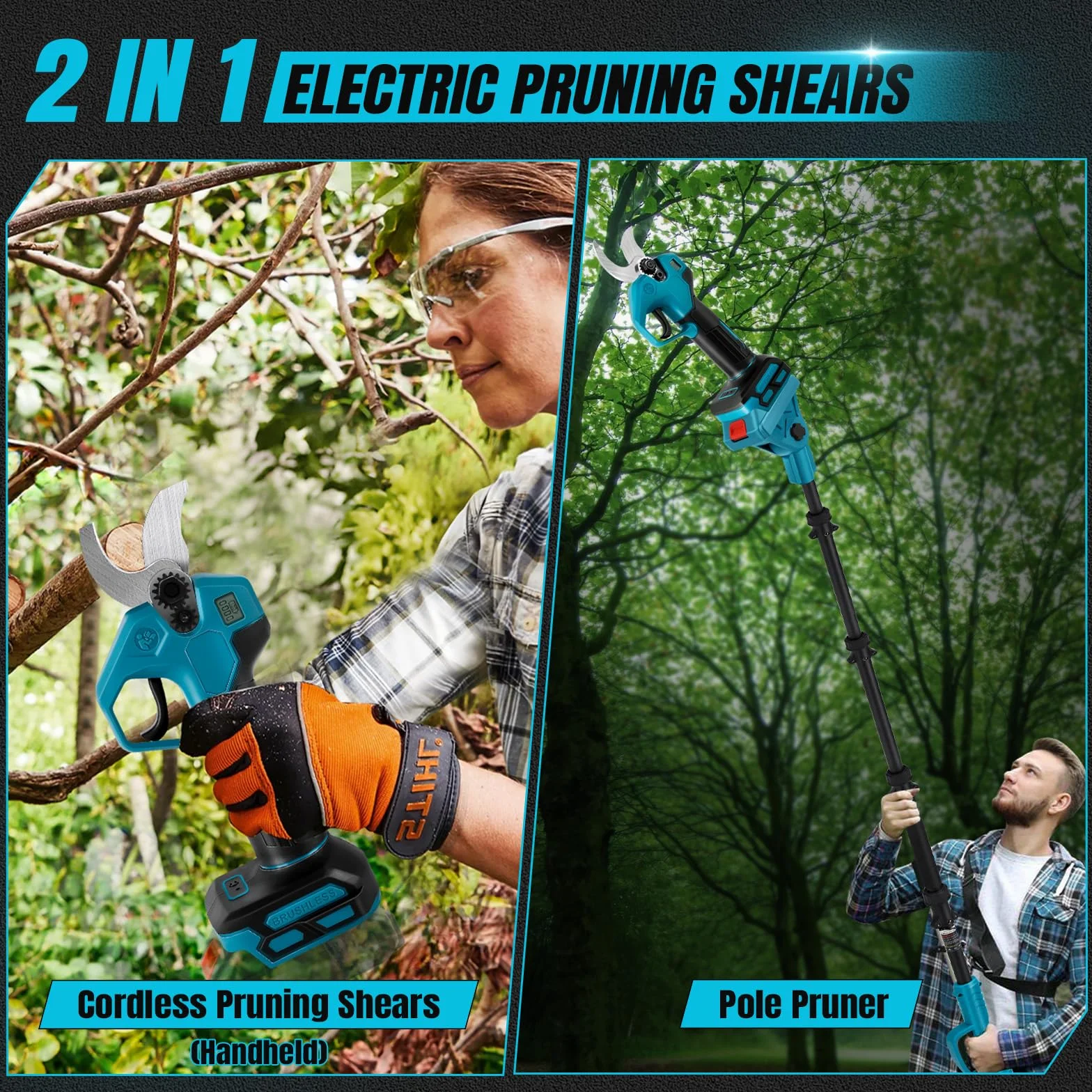 Makita 18V akumulatorowe nożyce do gałęzi teleskopowe 2 m, średnica cięcia 30 mm, LCD