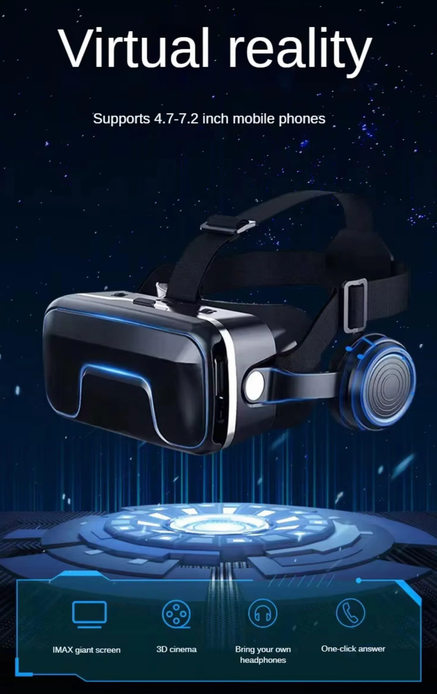 Kaskówka VR, zestaw wirtualnej rzeczywistości 3D dla dorosłych i dzieci, okulary VR do filmów 3D, gier wideo, okulary VR do iPhone 16, 15, 14, 13, Pro Max Plus, Samsung Galaxy S24, S23, S22