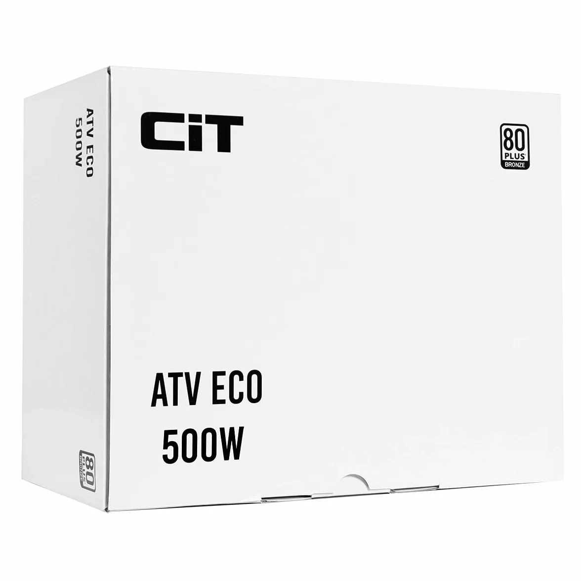 CiT Zasilacz ATV Eco 500 W 80 Plus Bronze 230 V (bez kabla zasilającego) - 500 W ATV Eco, w pełni przewodowy, aktywny PFC, pojedyncza szyna, wentylator 120 mm, zasilacz ATX, czarny