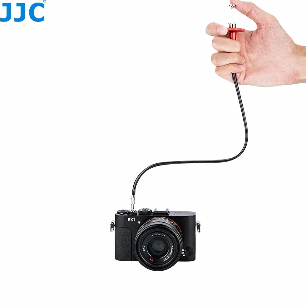 JJC 40 cm, czerwony, mechaniczny kabel zwalniający migawki z blokadą żarówki, do Fujifilm Sony Leica Olympus Panasonic i innych aparatów z przyciskiem zwalniania otworu na śrubę