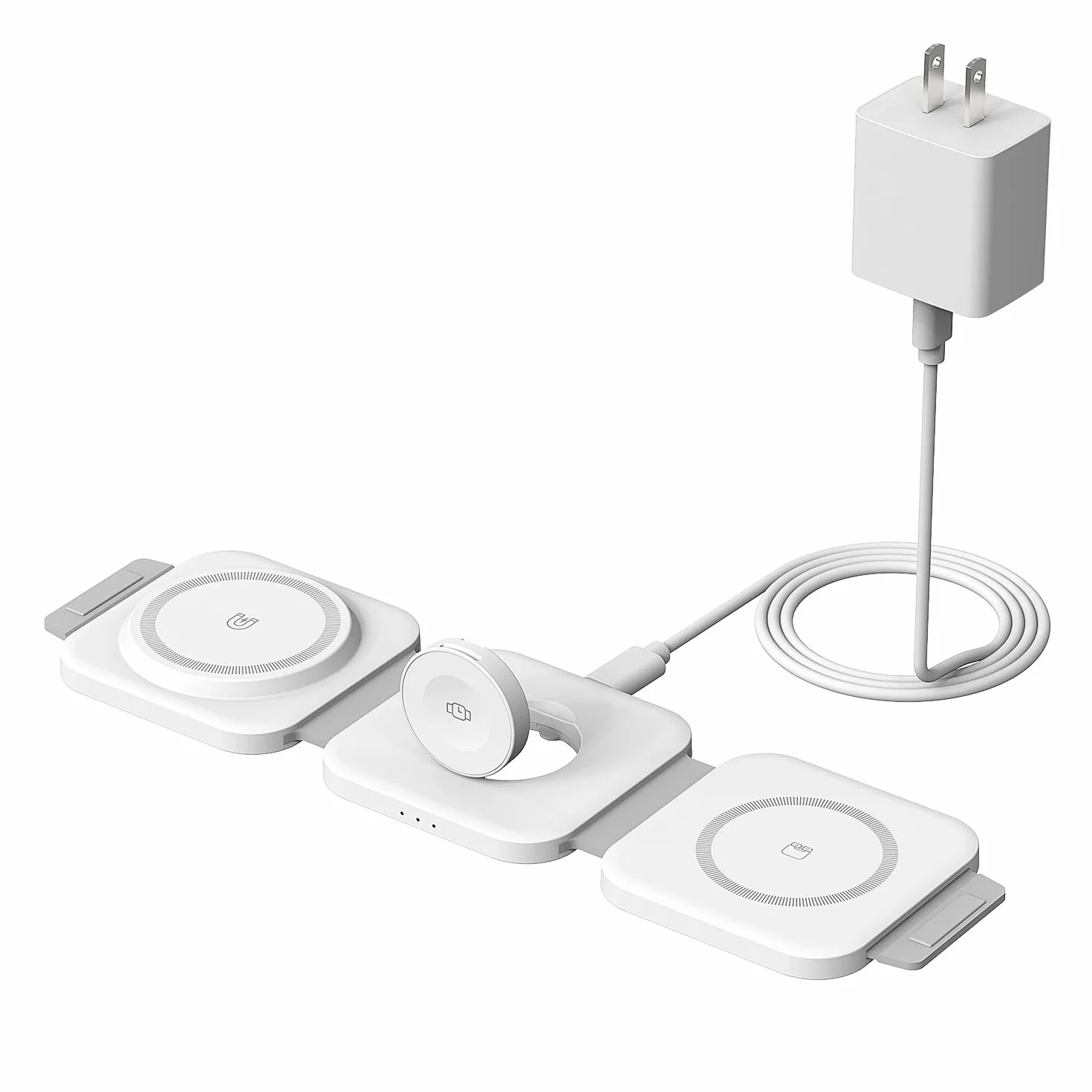 Bezprzewodowa stacja ładująca dla wielu urządzeń Apple, składana magnetyczna ładowarka bezprzewodowa 3 w 1, podkładka ładująca podróżna do iPhone 15, 14, 13, 12, Pro Max Plus, zegarek i