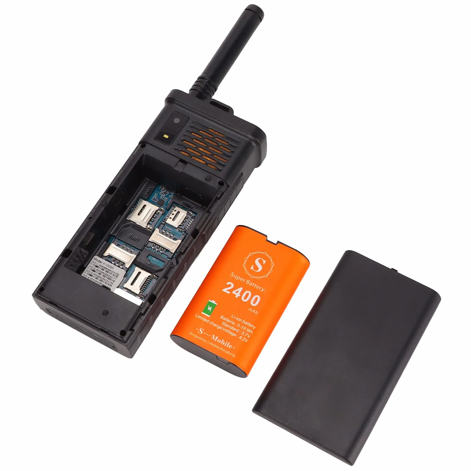 Odblokowany Telefon Komórkowy dla Seniorów, 2G Big Button Senior Cell Phone ze zdejmowaną anteną, Głośna głośność, Latarka, 4 Karty SIM do 16 GB, pojemność 2400 MAh, łatwy w