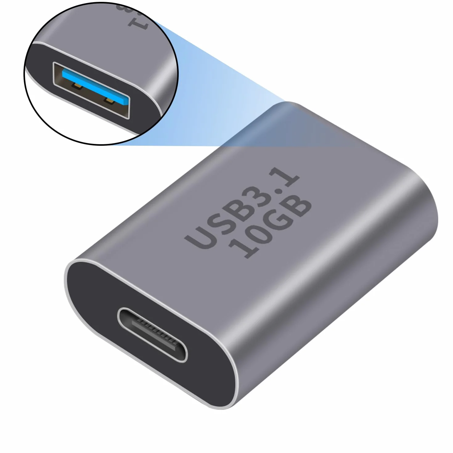 Duttek Adapter USB C żeński na USB 3.1 Gen 2, dwukierunkowy adapter typu C na typ A 10 Gb/s, adapter OTG, obsługuje synchronizację danych i ładowanie do laptopa, komputera, iPhone'a, MacBooka Pro,
