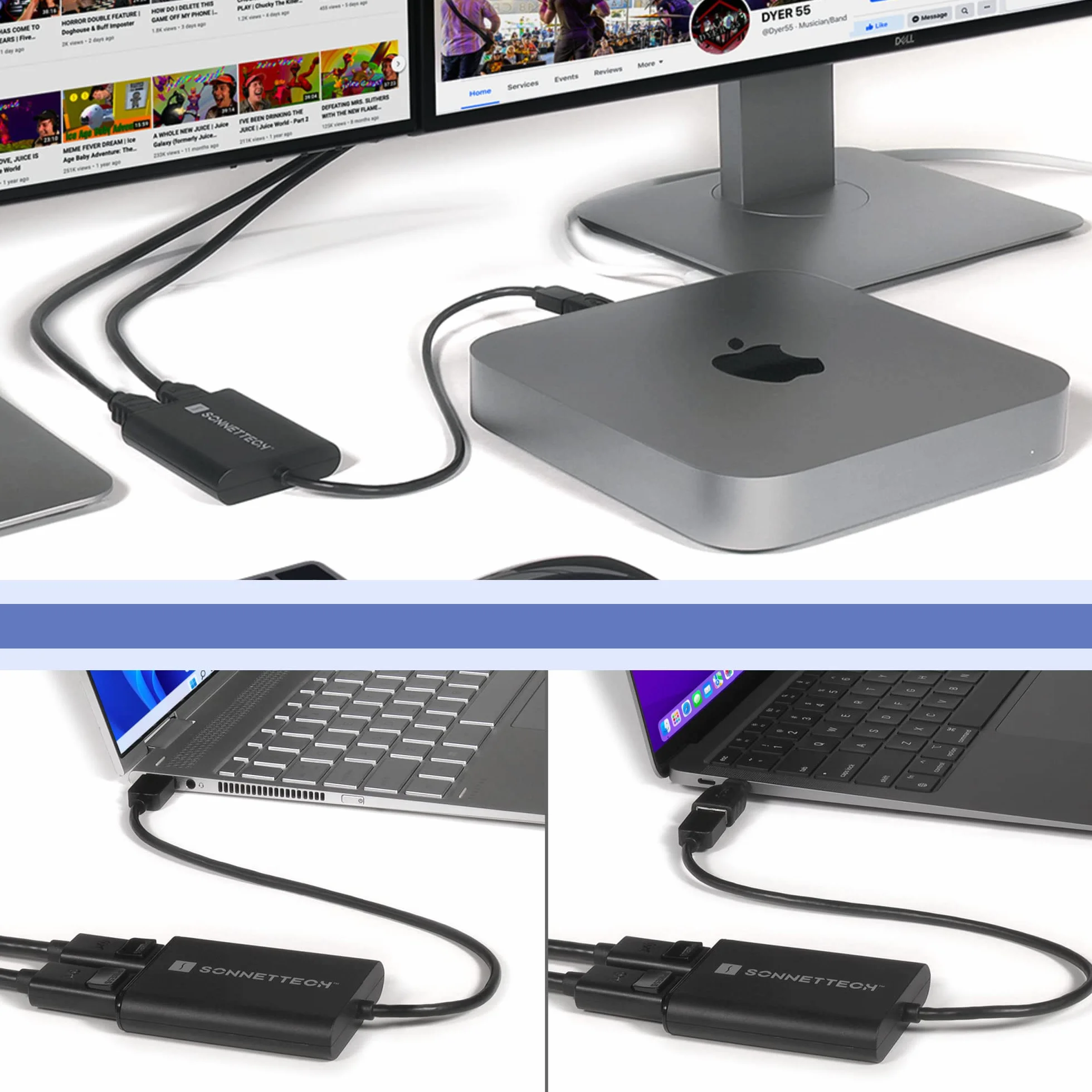 Sonnet Adapter DisplayLink Dual 4K DisplayPort do M1 Macs