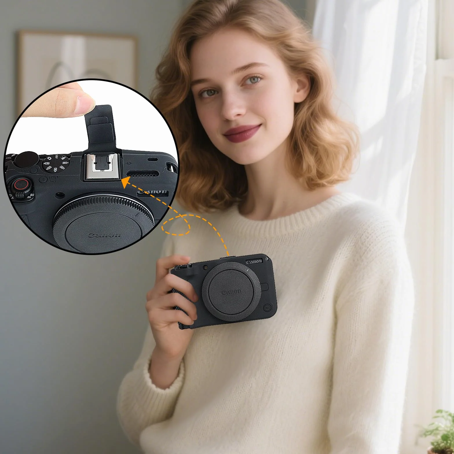 VOVMOEYA Etui na aparat Canon EOS R50 V z 2 sztukami osłony ekranu 0,25 mm, silikonowe etui Canon EOS R50V, miękkie lekkie, idealnie dopasowane