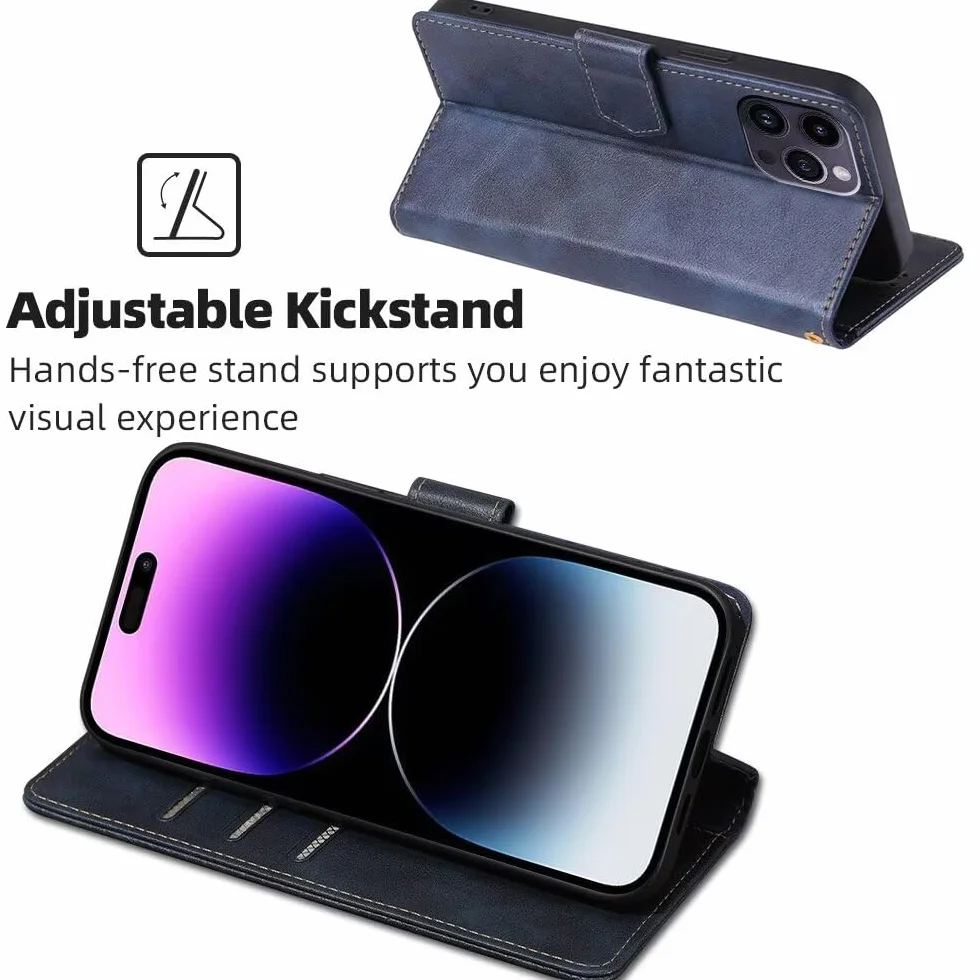 RankOne Etui ochronne do Motorola Moto Edge 50 (6,55 cala), skórzany portfel z klapką pokrowiec magnetyczny książkowy zderzak - niebieski