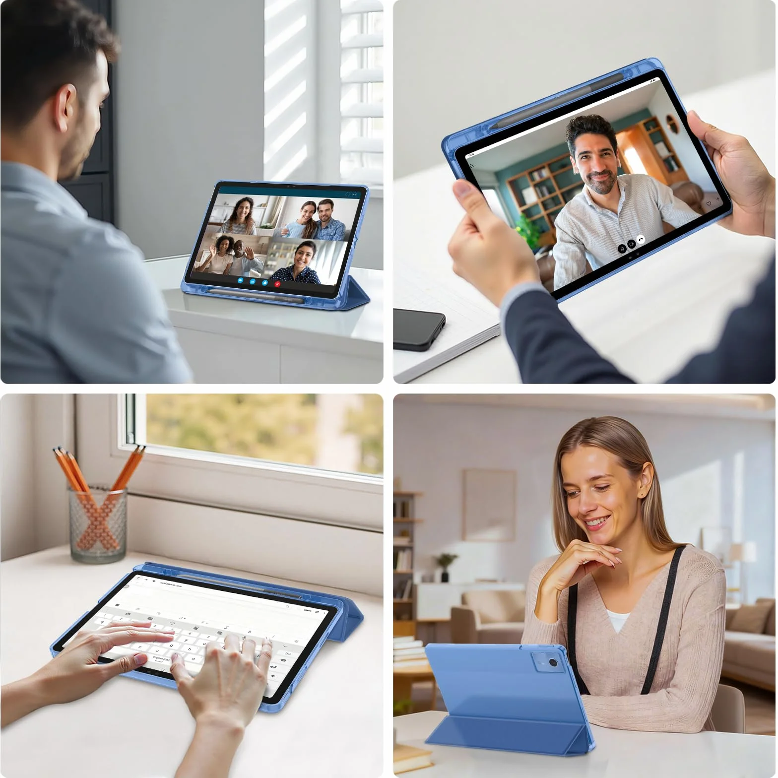 Fintie Etui z folią ochronną do Lenovo Idea Tab 11 cali 2025 (TB-336ZU/ TB-336FU) - ultracienkie etui ochronne z półprzezroczystą tylną stroną z funkcją automatycznego wygaszenia/wybudzania, granatowe