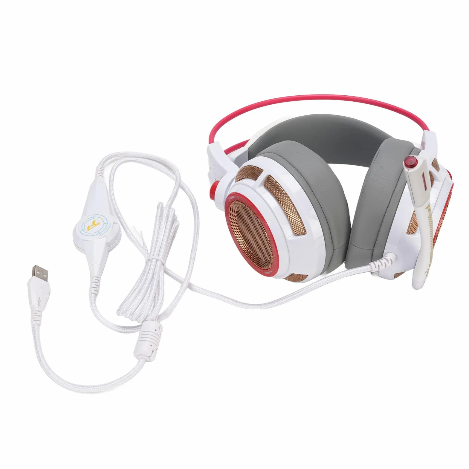 Cocoarm Gamingowy Zestaw Słuchawkowy Zestaw Słuchawkowy USB z Dźwiękiem Przestrzennym 7.1 ABS PC Mikrofon Dookólny Wibracja Bass Światło LED do Transmisji Strumieniowej z Komputera PC Czat Zespołu