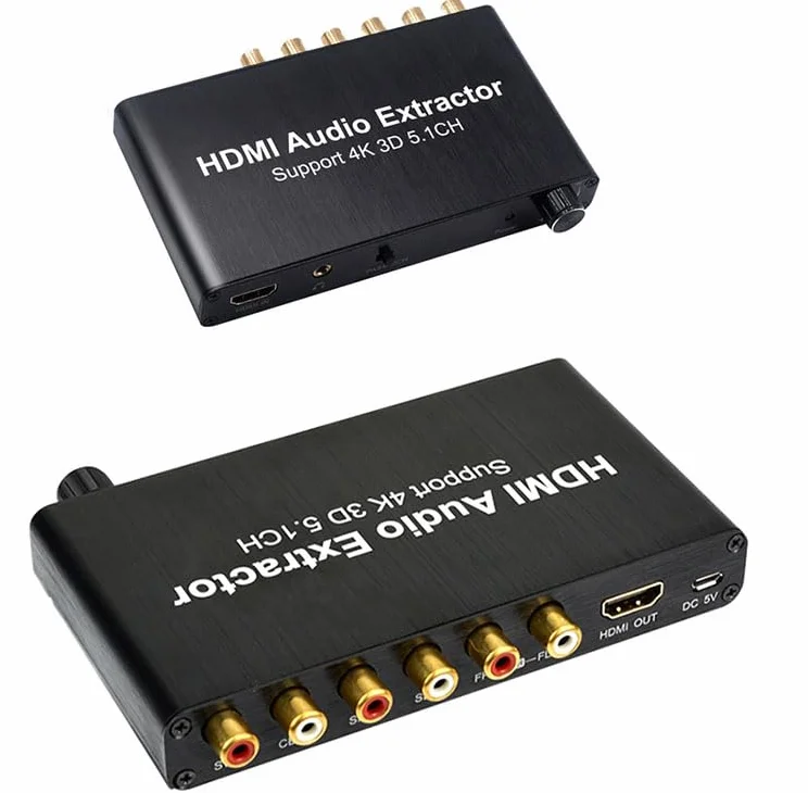 Dekoder audio HDMI, konwerter cyfrowo-analogowy audio 4K, wyjście słuchawkowe 3,5 Mm, tryb 5.1-kanałowy, obsługa odtwarzaczy sieciowych, HDTV, Blu-ray DVD, DVD, PS3, DM500S, DM800HD itp.