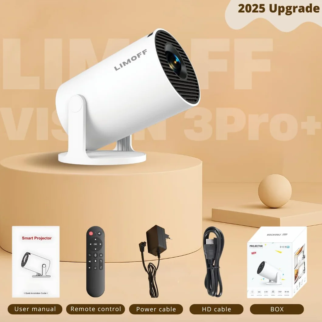 Hy300Pro + mini projektor 1080p Full HD Smart z systemem Android 11, WiFi 6 i Bluetooth 5.2, przenośny mini projektor kina domowego, obsługa 4K