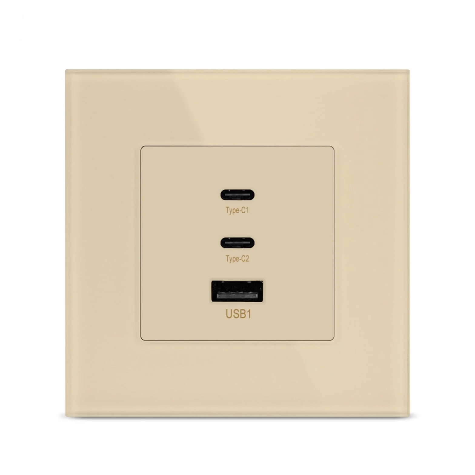 GaN Panel ze szkła hartowanego 3 w 1 65 W ultraszybkie ładowanie Gniazdko ścienne typu 86 Typ-C USB Ładowarka do telefonu komórkowego do komputera Opakowanie 5 szt