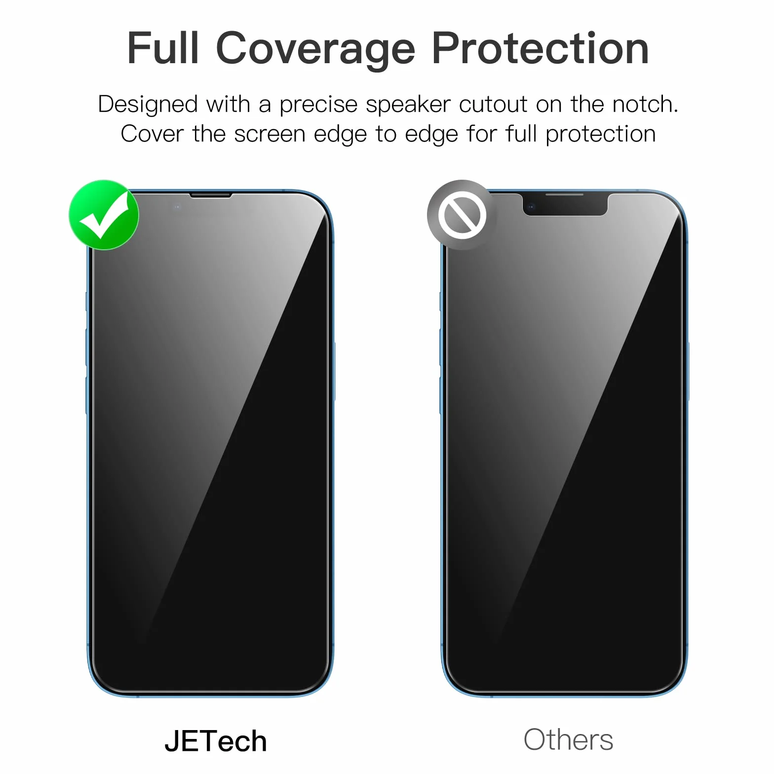 JETech Pełny Pokrycie Ochraniacz Ekranu dla iPhone 17e (2026) / iPhone 16e / iPhone 13/13 Pro, Screen Protector 9H Szkło Hartowane Film Folia, HD Przezroczyste, 6,1 Cala Wyświetlacz, 3 Sztuki
