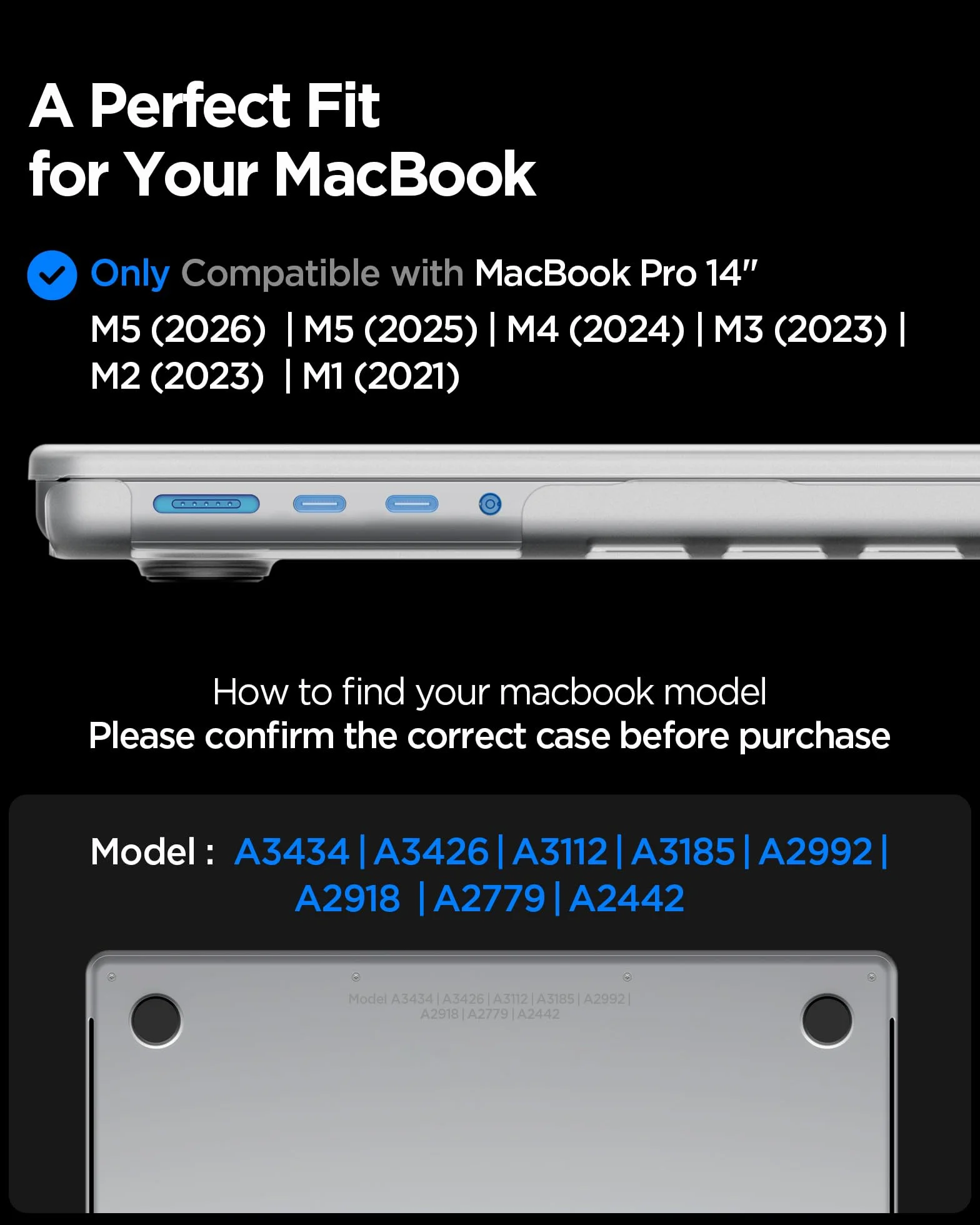 Spigen MacBook Pro 35.6 cm etui M5/Pro/Max (2026) M4/M3/M2/M1/Pro/Max (2025-2021) A3427 A3426 A3434 A3112 A3185 A3401 A2918 A2992 A2992 A318 2779 A2442, matowa cienka półprzezroczysta okładka, matowa