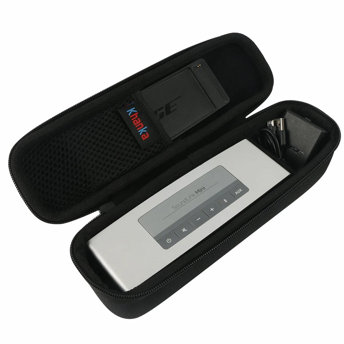 Khanka Twarde etui podróżne do przenośnego bezprzewodowego głośnika Bluetooth Bose Soundlink Mini II 2/1. Pasuje do ładowarki ściennej, kabli do ładowania. (tylko etui)