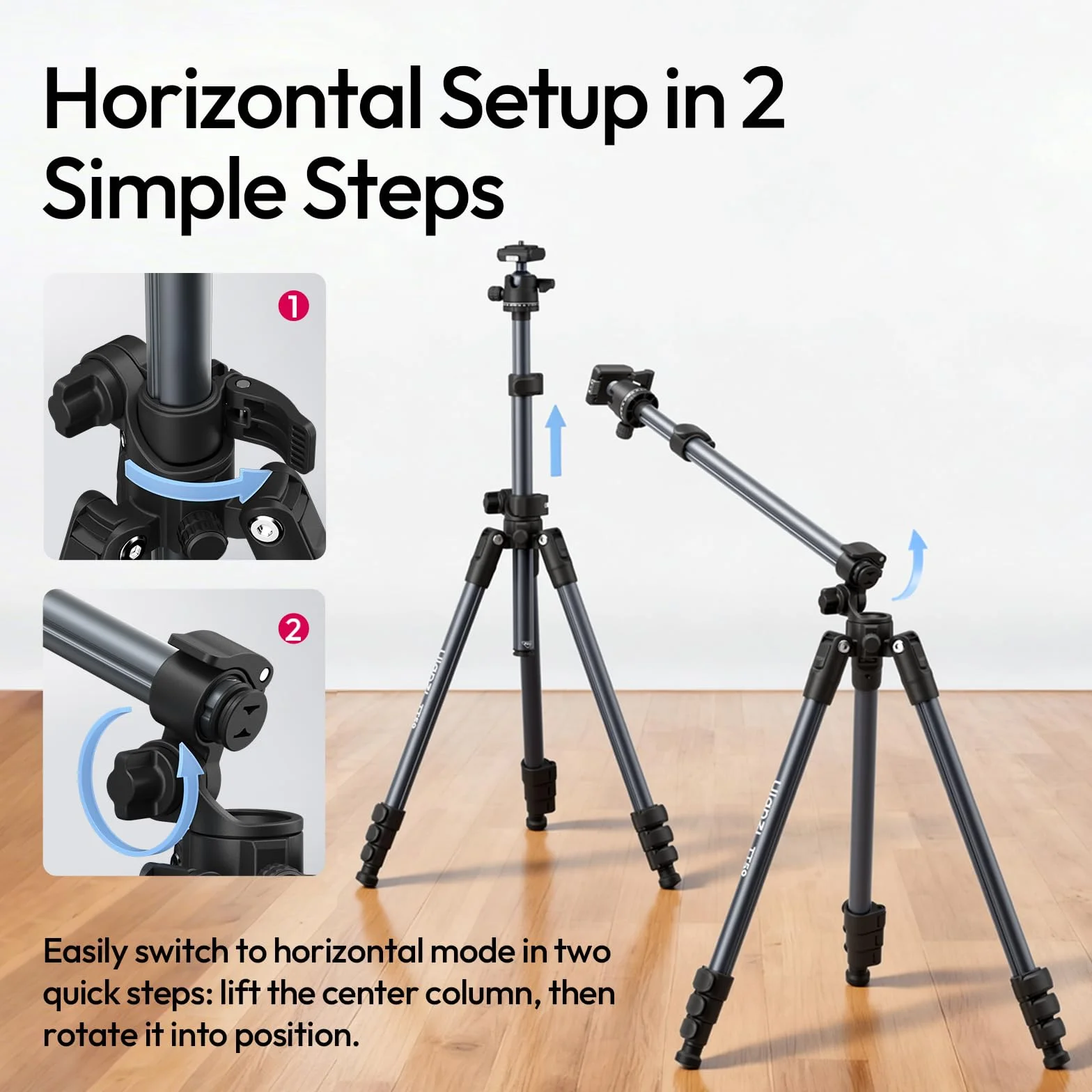 ULANZI TT59 Poziomy statyw fotograficzny, składany profesjonalny statyw do aparatu 175 cm z panoramiczną głowicą kulową Uka Quick Release do aparatu bezlusterkowego/DSLR/telefonu/kamery i wszystkich