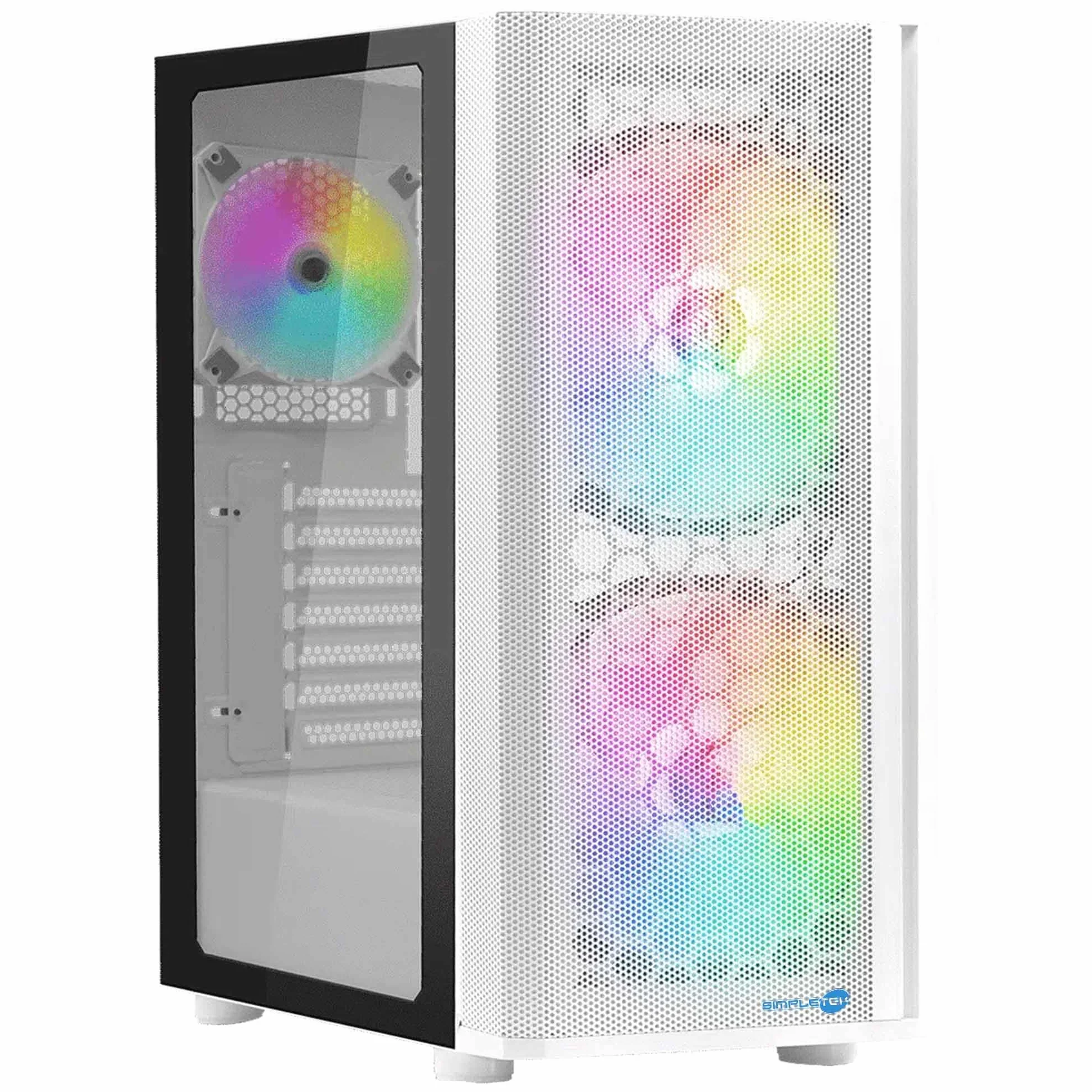 SIMPLETEK - Obudowa RGB biała - kompatybilna z Noua Orizon M111 | E-ATX m-ATX mini-ITX ATX - 2x 3,5" - 1x 2,5" | bez zasilacza