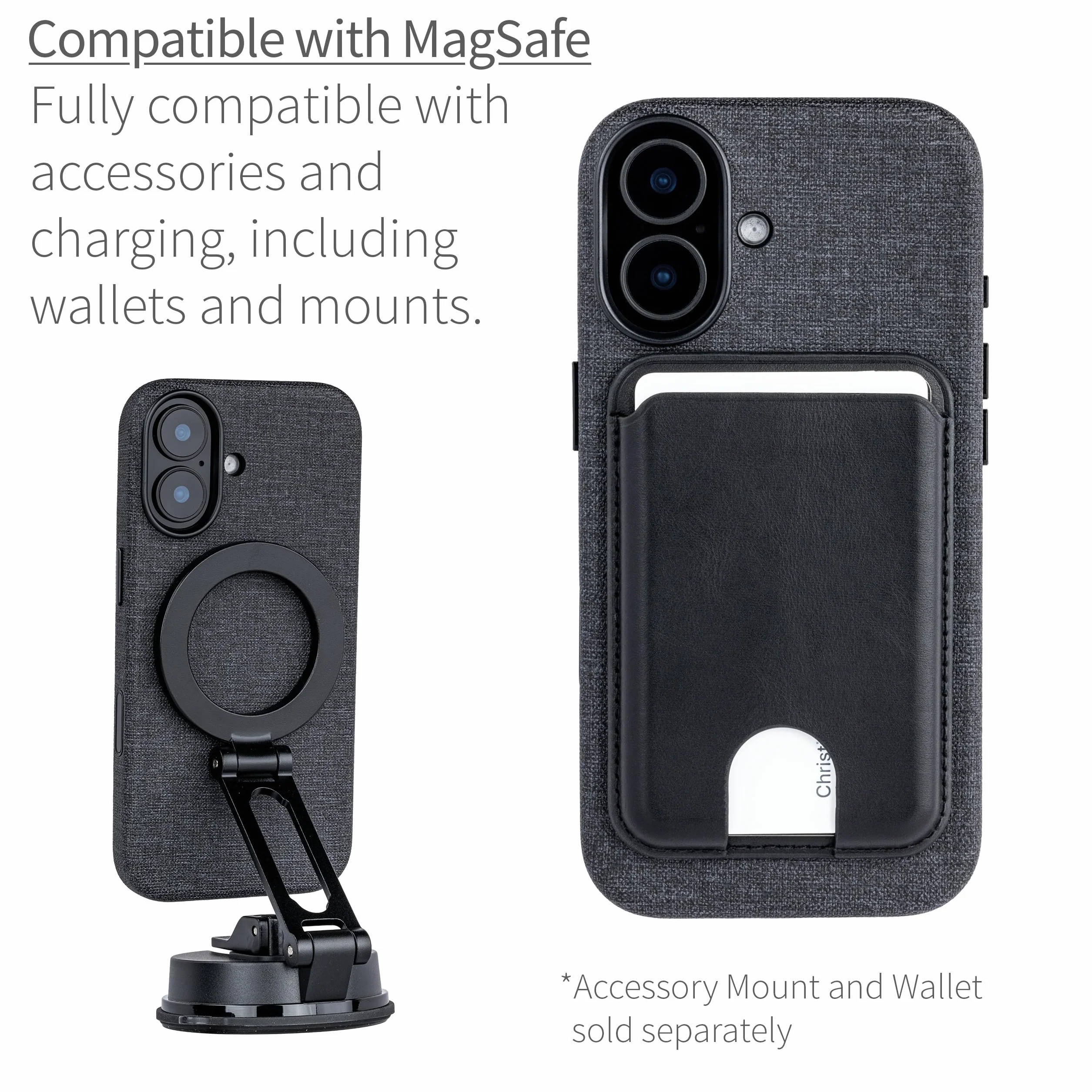 Dockem Etui ze Skóry Syntetycznej do iPhone 17 Kompatybilne z MagSafe, z Pojemnościowym Przyciskiem Sterowania Aparatem (MSVL, Węglowa Czerń)