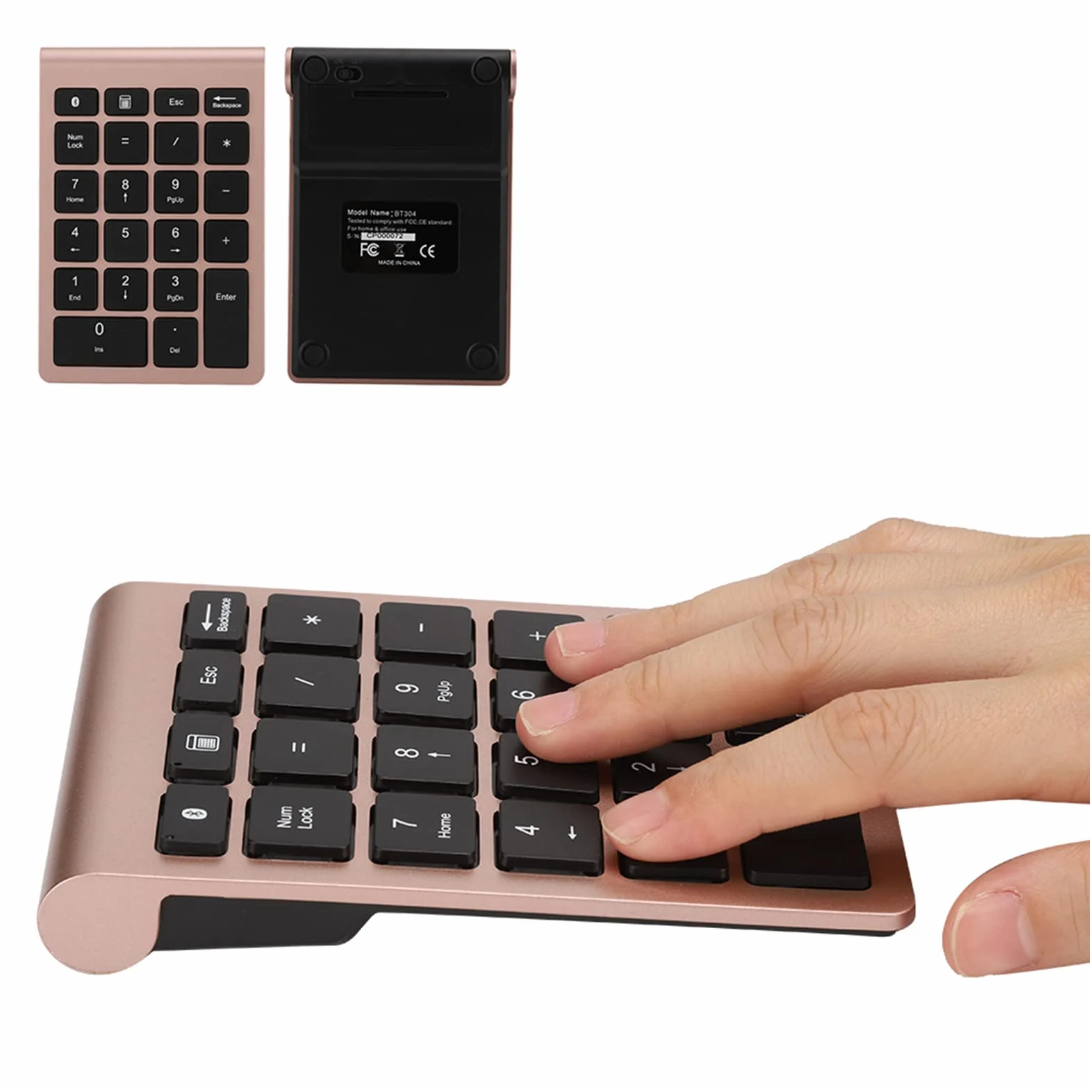 Bezprzewodowa Klawiatura Numeryczna BT304 Bluetooth 5.0 22 Klawisze Różowe złoto