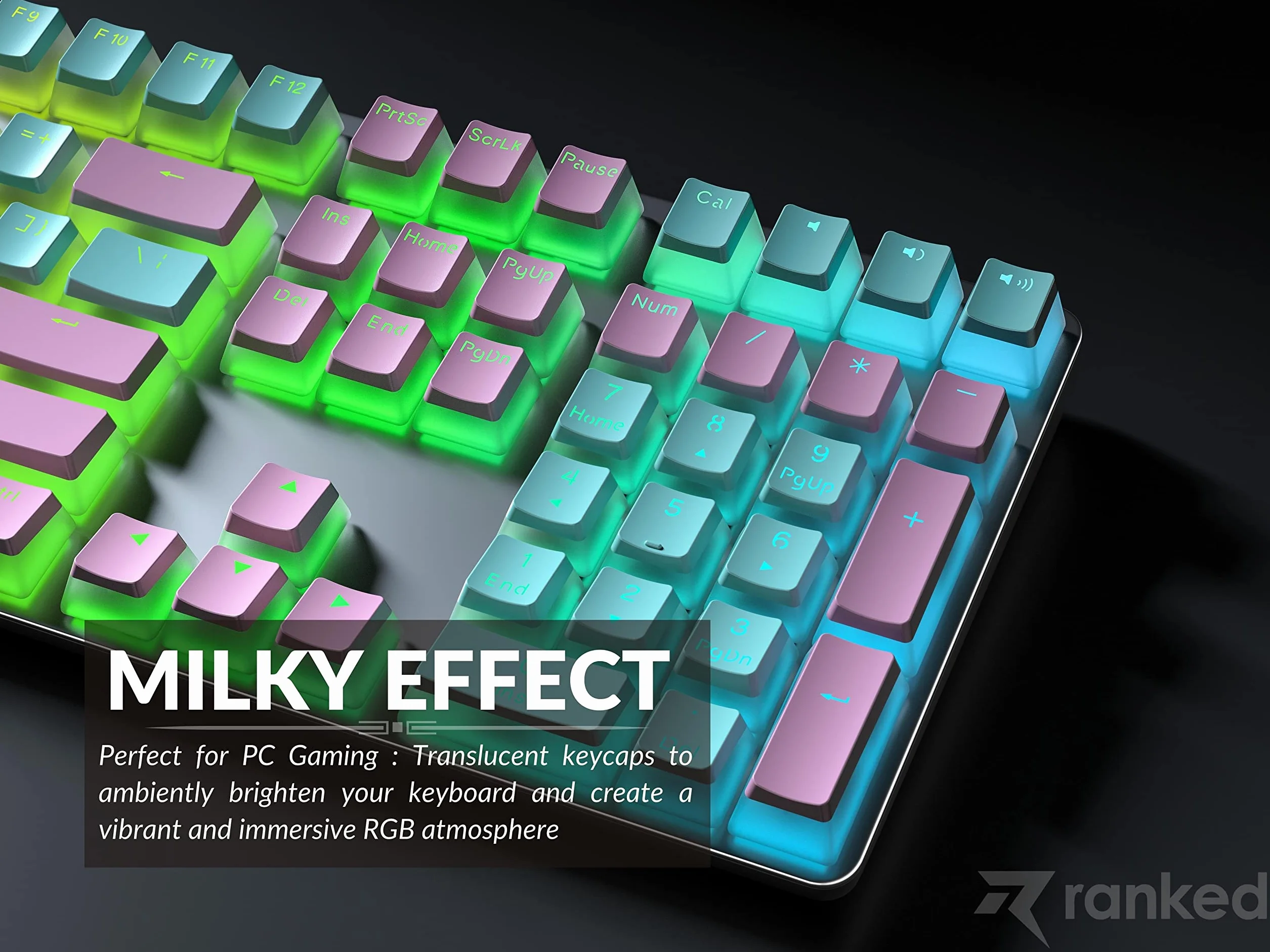 Ranked Klawisze Pudding PBT 112 Układ Półprzezroczystych Podwójnych Strzałów ANSI US ISO Profil OEM Mechaniczna Klawiatura do Gier RGB Miami
