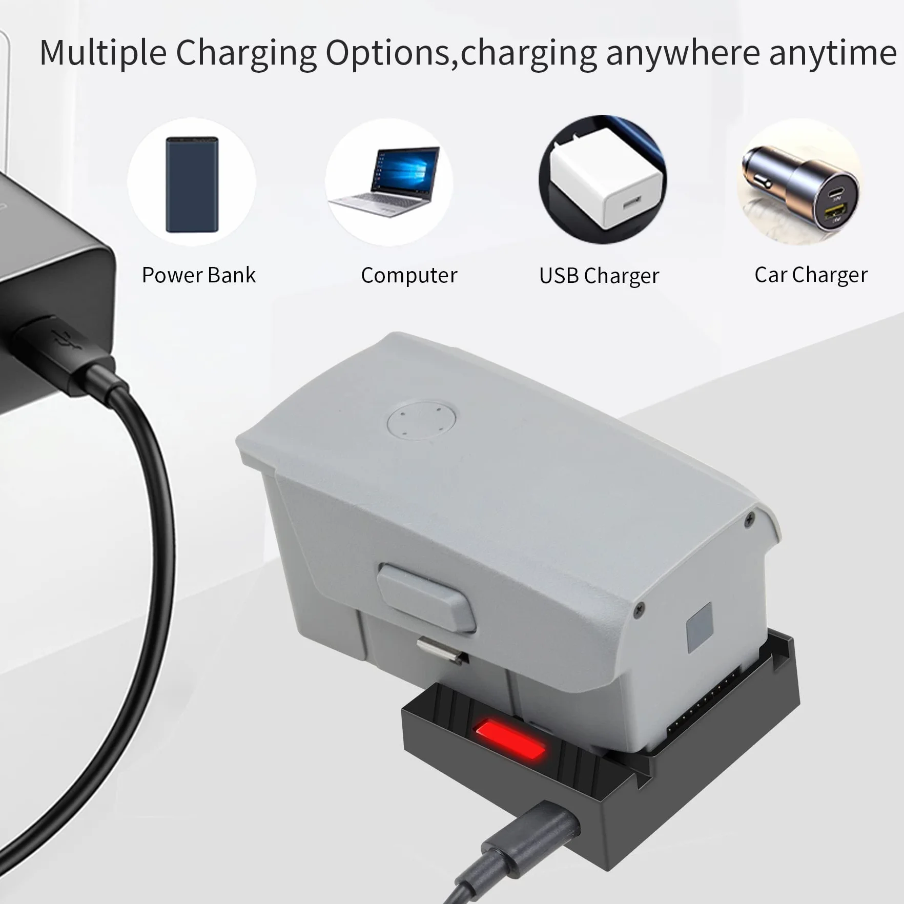 QC 3.0 Mini Ładowarka USB Typ-C do DJI Mavic Air 2S Air 2 Automatyczne dopasowanie szybkie ładowanie ze wskaźnikiem ładowania akcesoria drona