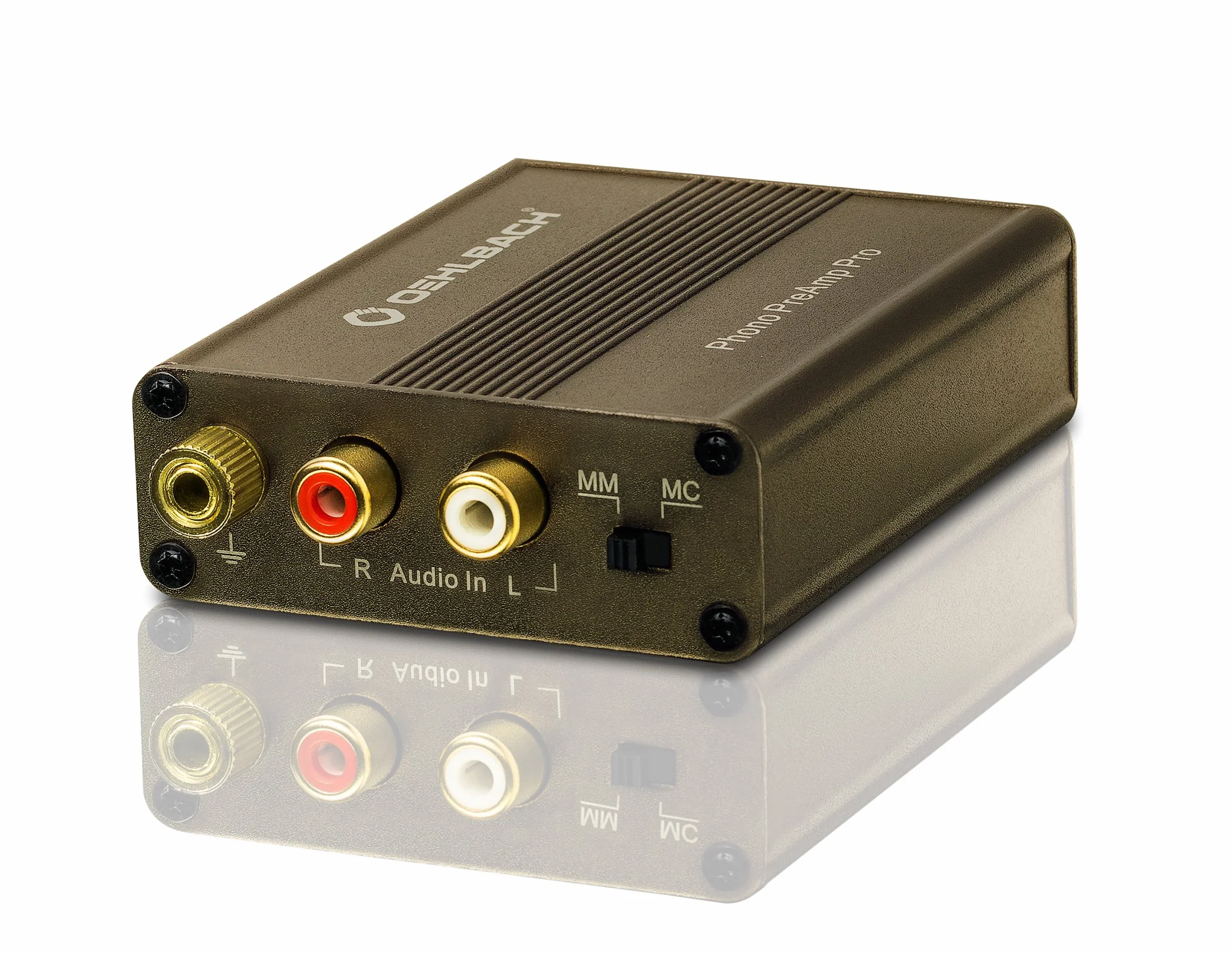 Oehlbach Phono PreAmp Pro przedwzmacniacz Phono do gramofonu z przetwornikami MM lub MC, kompaktowy i mocny, metaliczny brązowy