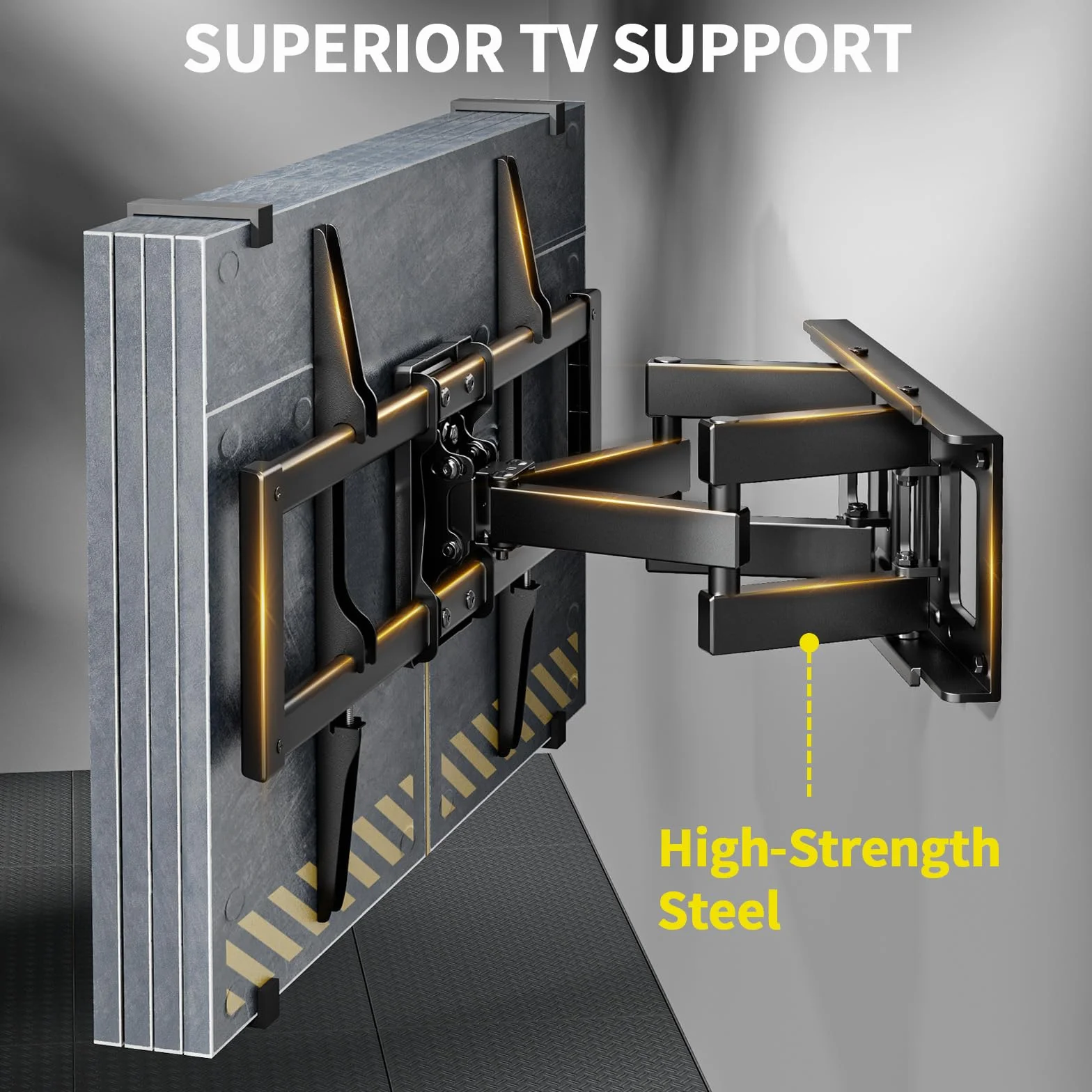 Alphamount Uchwyt ścienny do telewizora do większości telewizorów 4K LED i OLED o przekątnej do 45 kg, uchwyt na telewizor z dwoma ramionami przegubowymi, obrotowy, przedłużający i pochylany, uchwyt