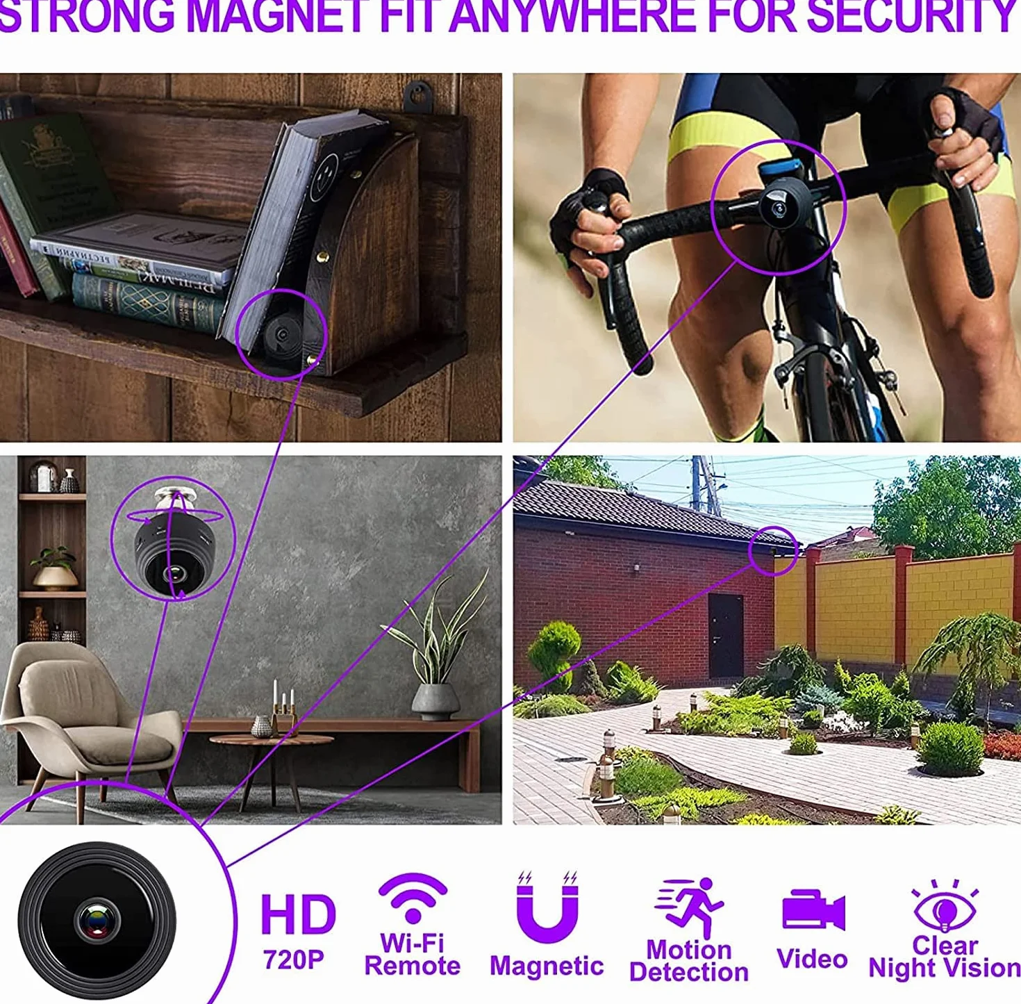 Mini kamery szpiegowskie ukryta bezprzewodowa kamera 1080P HD z wykrywaniem ruchu noktowizyjnego, kamera WiFi, bezpieczeństwo domowe, niania, kamera do monitoringu wewnątrz i na zewnątrz