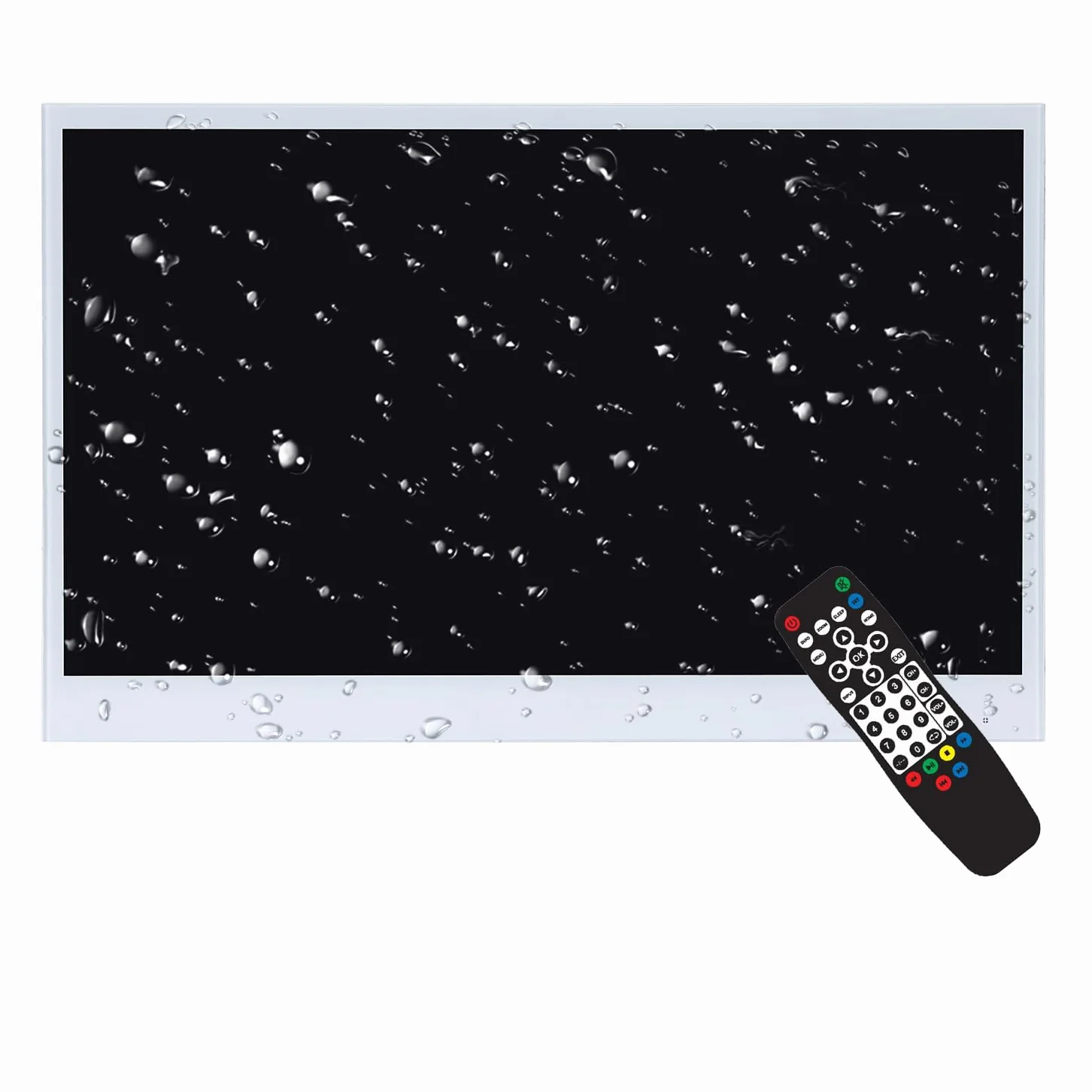 Telewizor Soulaca 18,5 cala Smart LED TV, biały, do łazienki, 1080P, wodoszczelny, z Wi-Fi i Bluetooth, zintegrowany z głośnikiem, system Android 14.0, W185