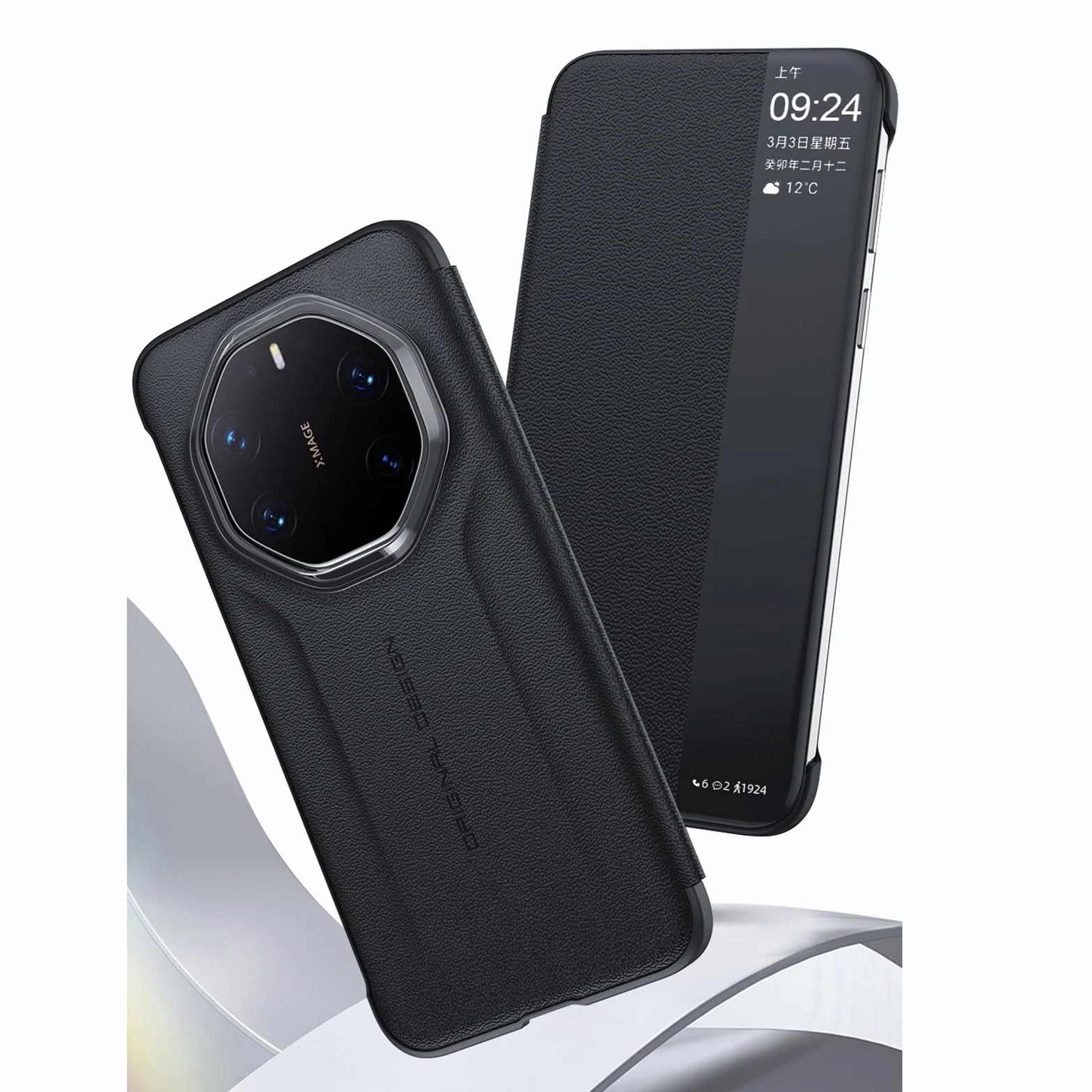 Etui do Huawei Mate 80 Pro Max/80 Pro/80, przezroczyste okno z klapką skórzane etui na całe ciało ochrona przed wstrząsami, czerwony, 80 Pro
