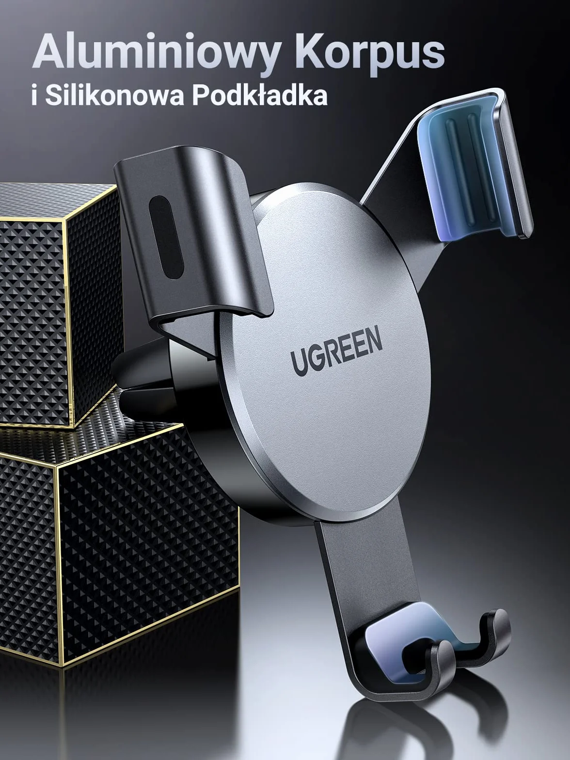 UGREEN Uchwyt na Telefon Samochodowy na Odpowietrznik Kompatybilny z iPhone Galaxy Huawei Xiaomi (Srebrny)