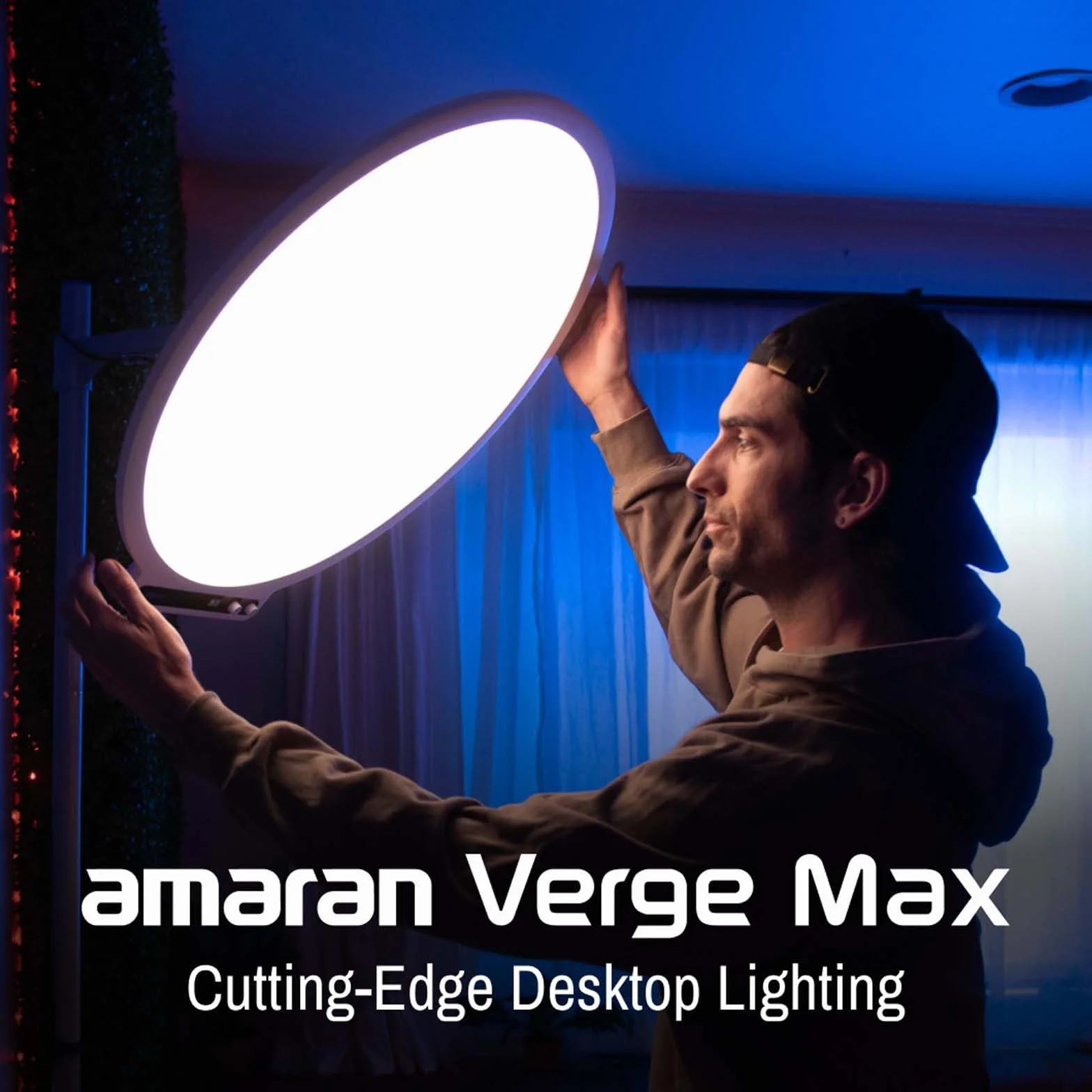 Amaran Verge Max Kit 22" światło na klucze ze stojakiem / regulowanym ramieniem do strumieniowego przesyłania, 60 W, dwukolorowe, 2700-6500 K, pierścień świetlny na biurko do nagrywania wideo, gier