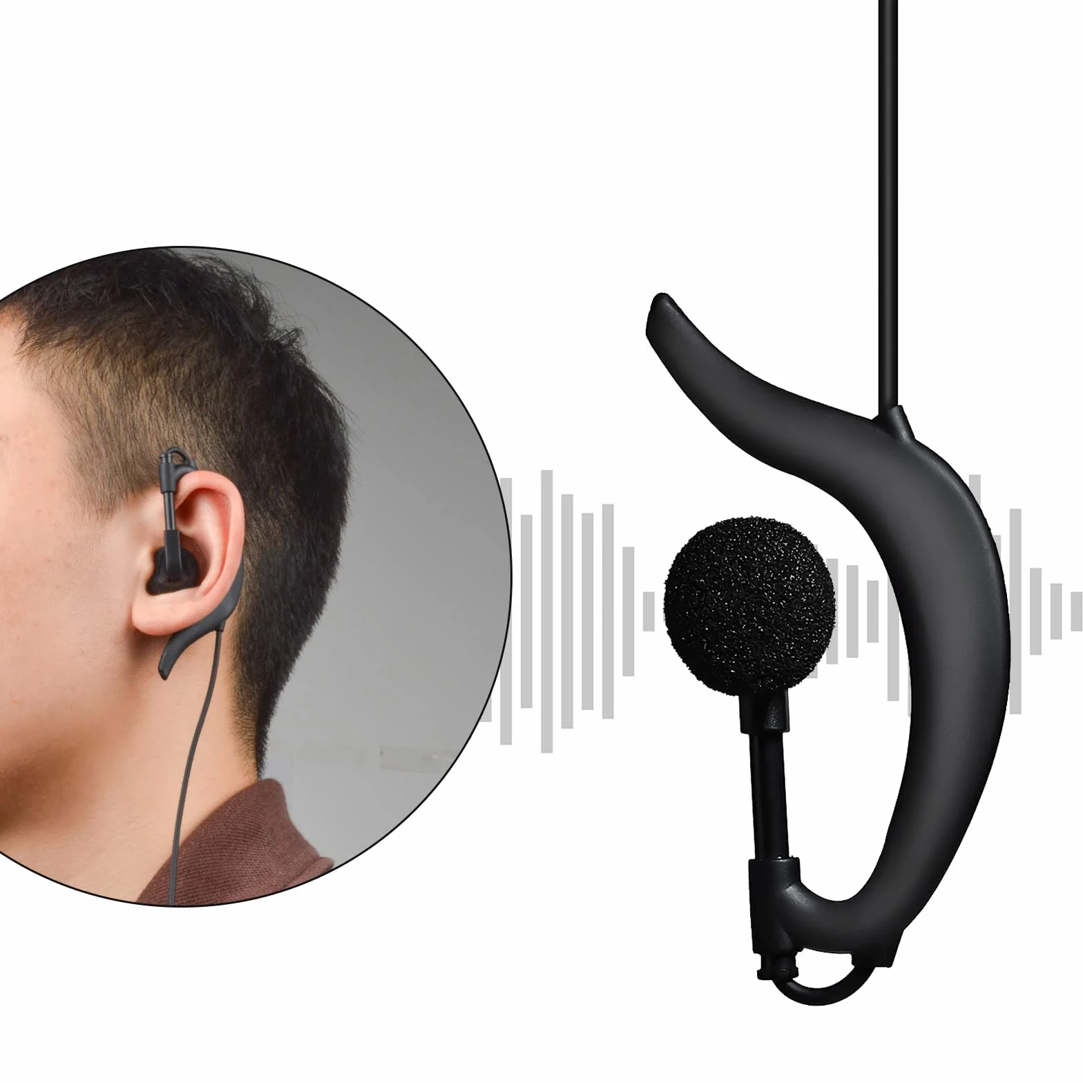 Zestaw słuchawkowy radiowy kompatybilny z Retevis Baofeng UV5R Kenwood TK250 Walkie Talkie Headset z PTT i mikrofonem (czarny G, 10 sztuk)