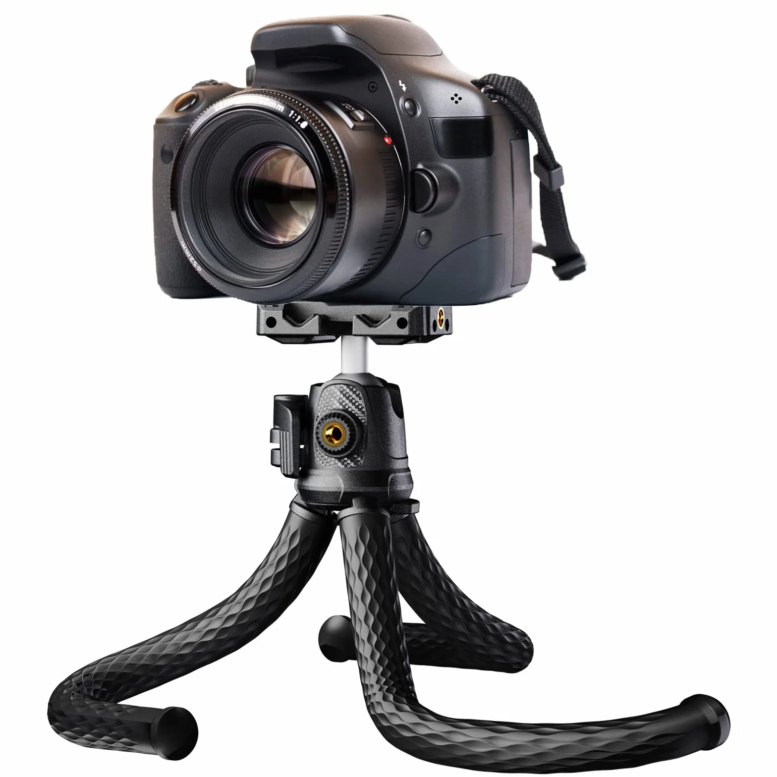 Elastyczny statyw do telefonu Goocong do smartfona, aparatu Tripod z uchwytem na telefon komórkowy obracany o 360° głowica kulowa do iPhone, Samsung Phone, Canon, Nikon