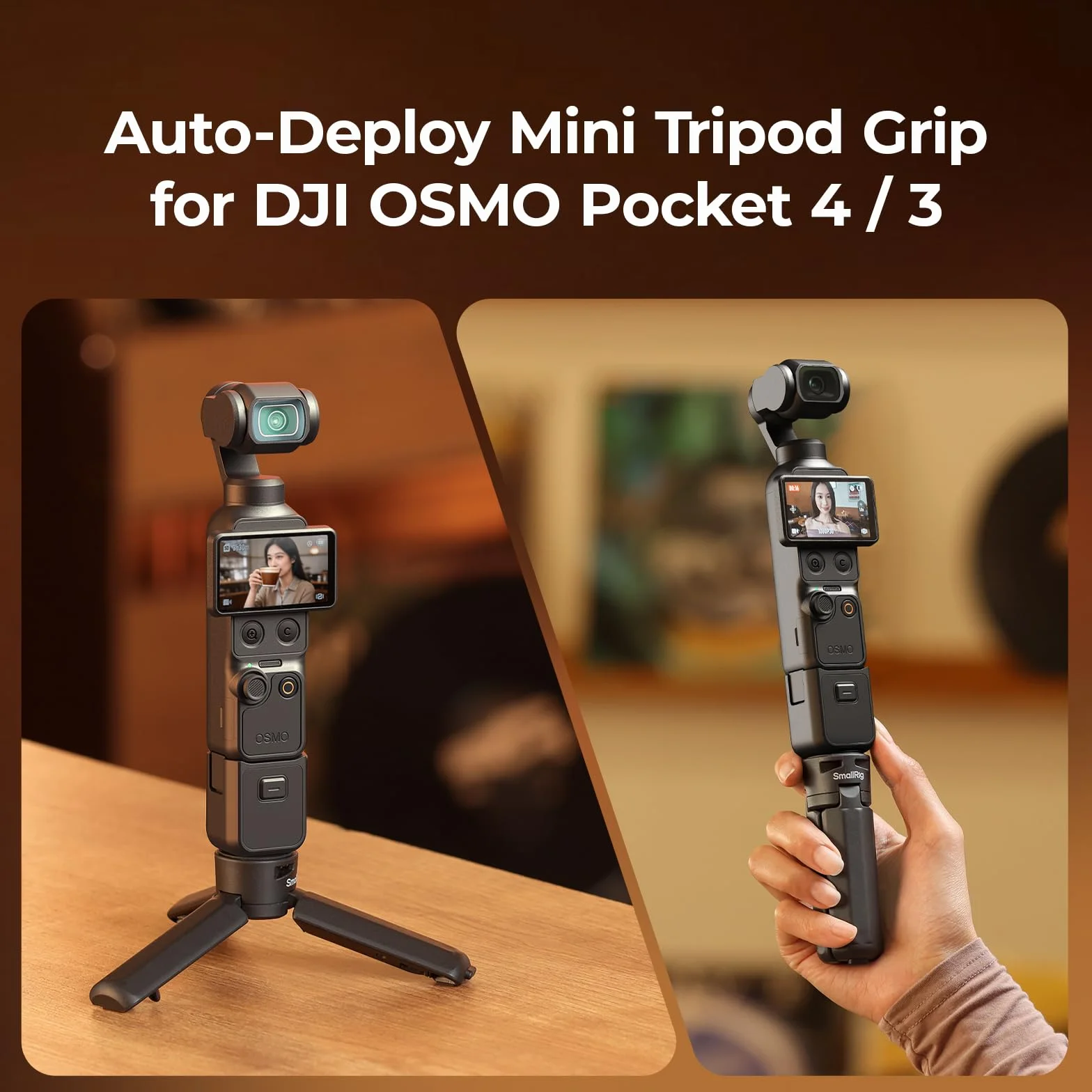 SMALLRIG Statyw Kamery do DJI Osmo Pocket 4 / Pocket 3 / Action 6/5 Pro, do Kamer Sportowych, śruba 1/4"-20, Udźwig 500 g / 17,6 Uncji, Waga 50 g / 1,76 Uncji, Kompaktowy, 10 cm / 3,9'' - 6049