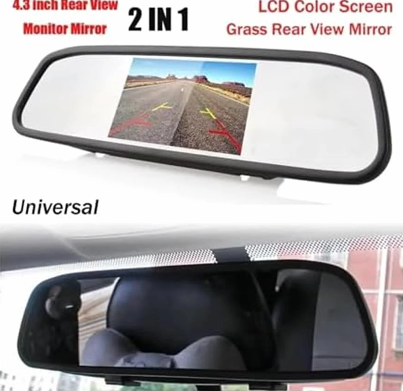 Kamera cofania samochodu Bezprzewodowa kamera cofania z monitorem lustrzanym, dla parkowania pojazdów HD 4.3(BLACK XC XFD)